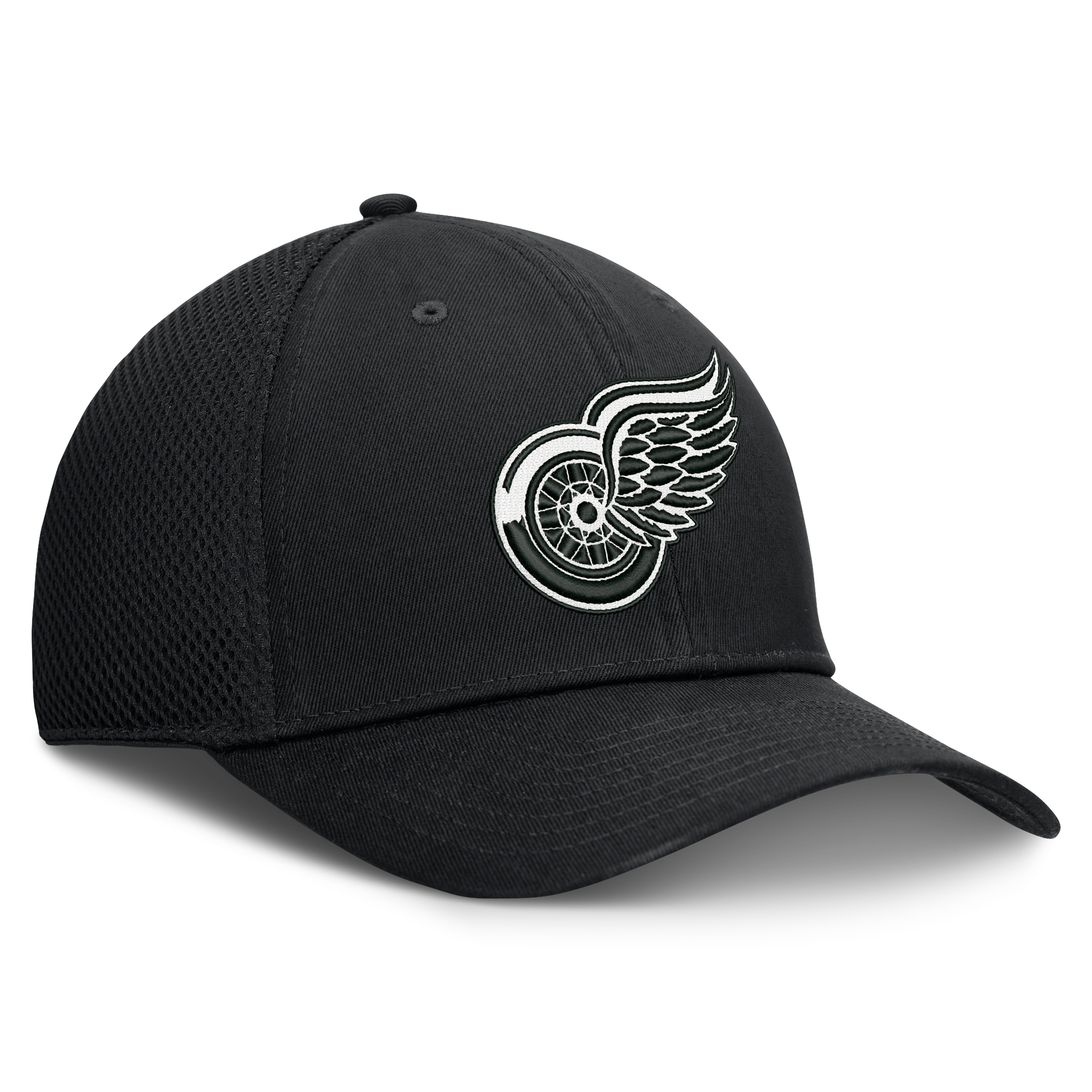 Men's Fanatics  Black Detroit Red Wings Tonal Meshback Stretch Hat