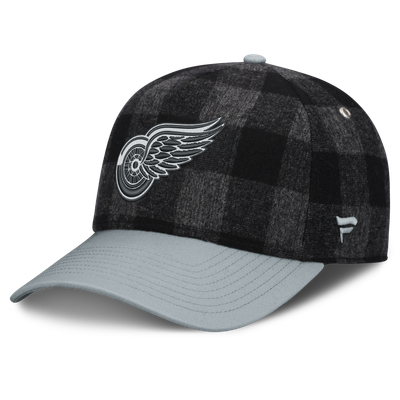 Detroit Red Wings Fanatics Huntsman Plaid A-Frame Adjustable Hat - Black/Gray