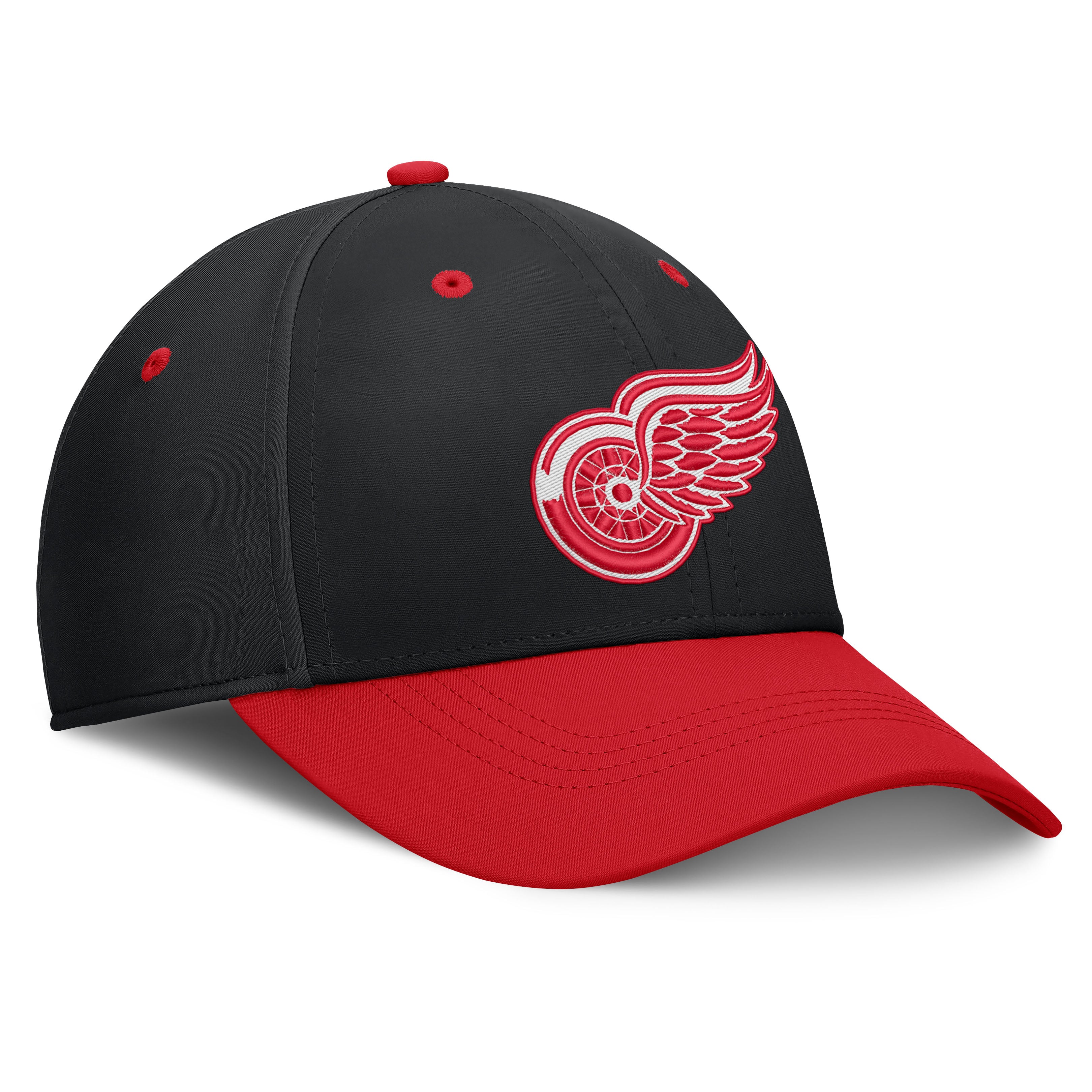 Men's Fanatics Black/Red Detroit Red Wings Authentic Pro Rink Stretch Hat