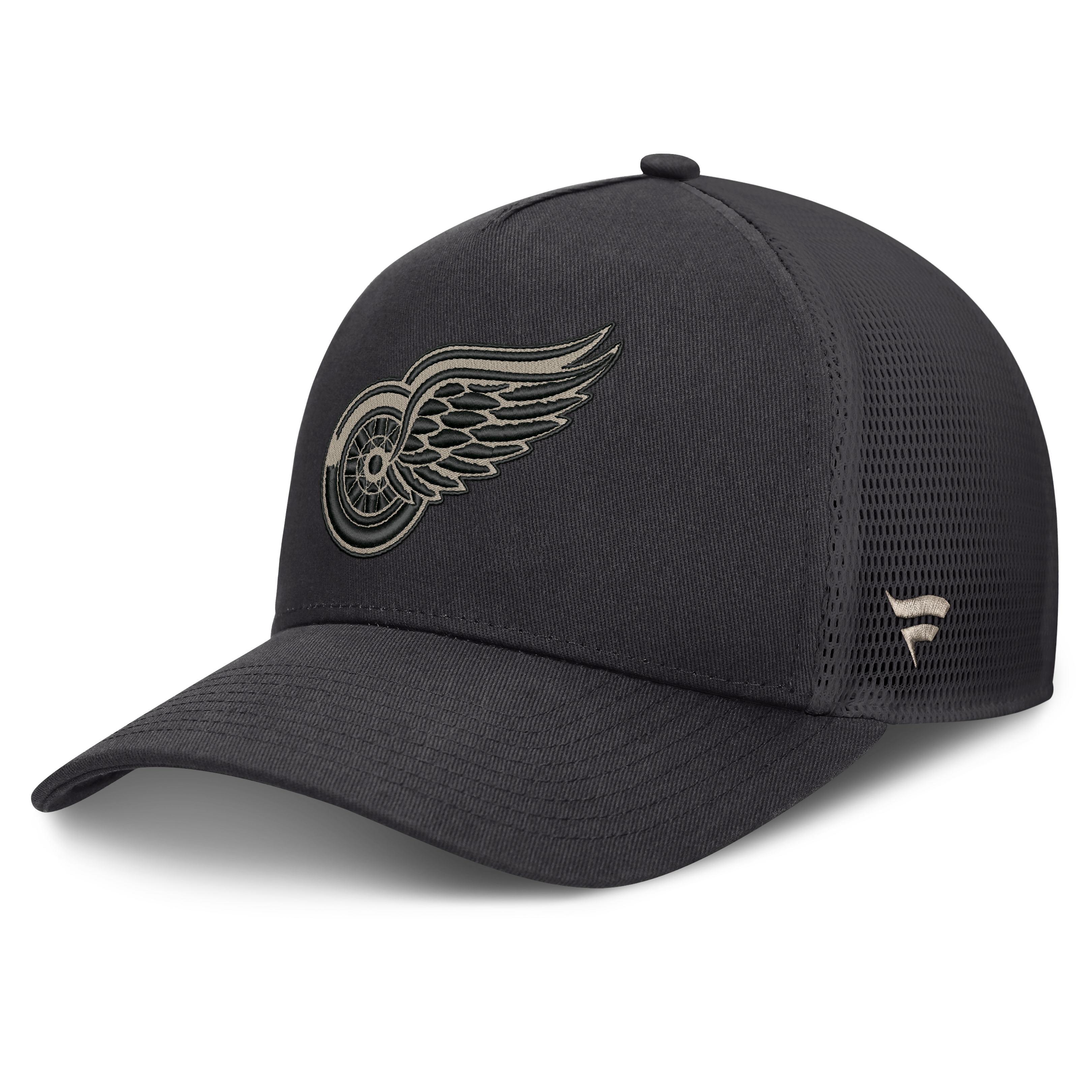 Men's Fanatics Charcoal Detroit Red Wings Authentic Pro Road Soft Wash A-Frame Meshback Hat