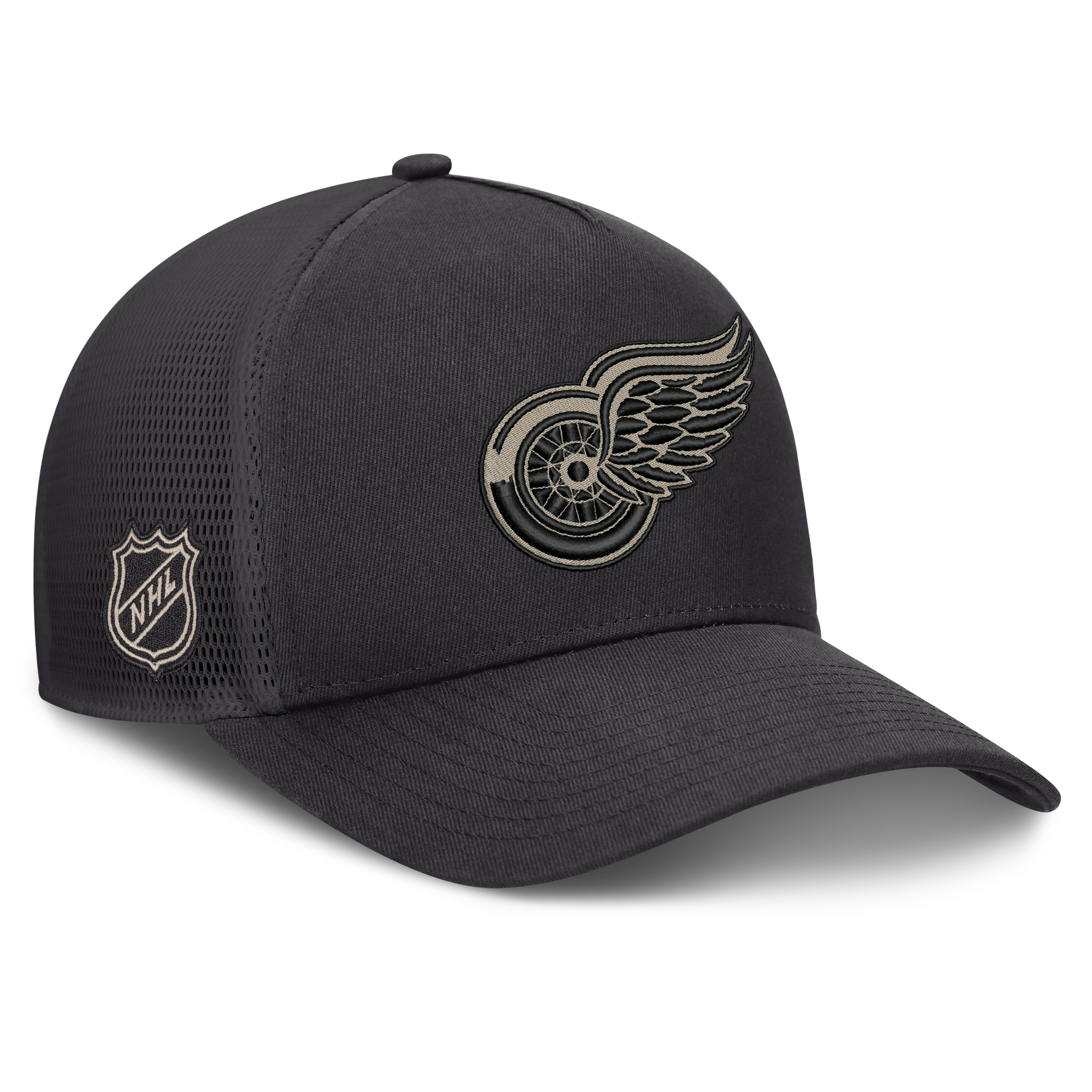 Men's Fanatics Charcoal Detroit Red Wings Authentic Pro Road Soft Wash A-Frame Meshback Hat