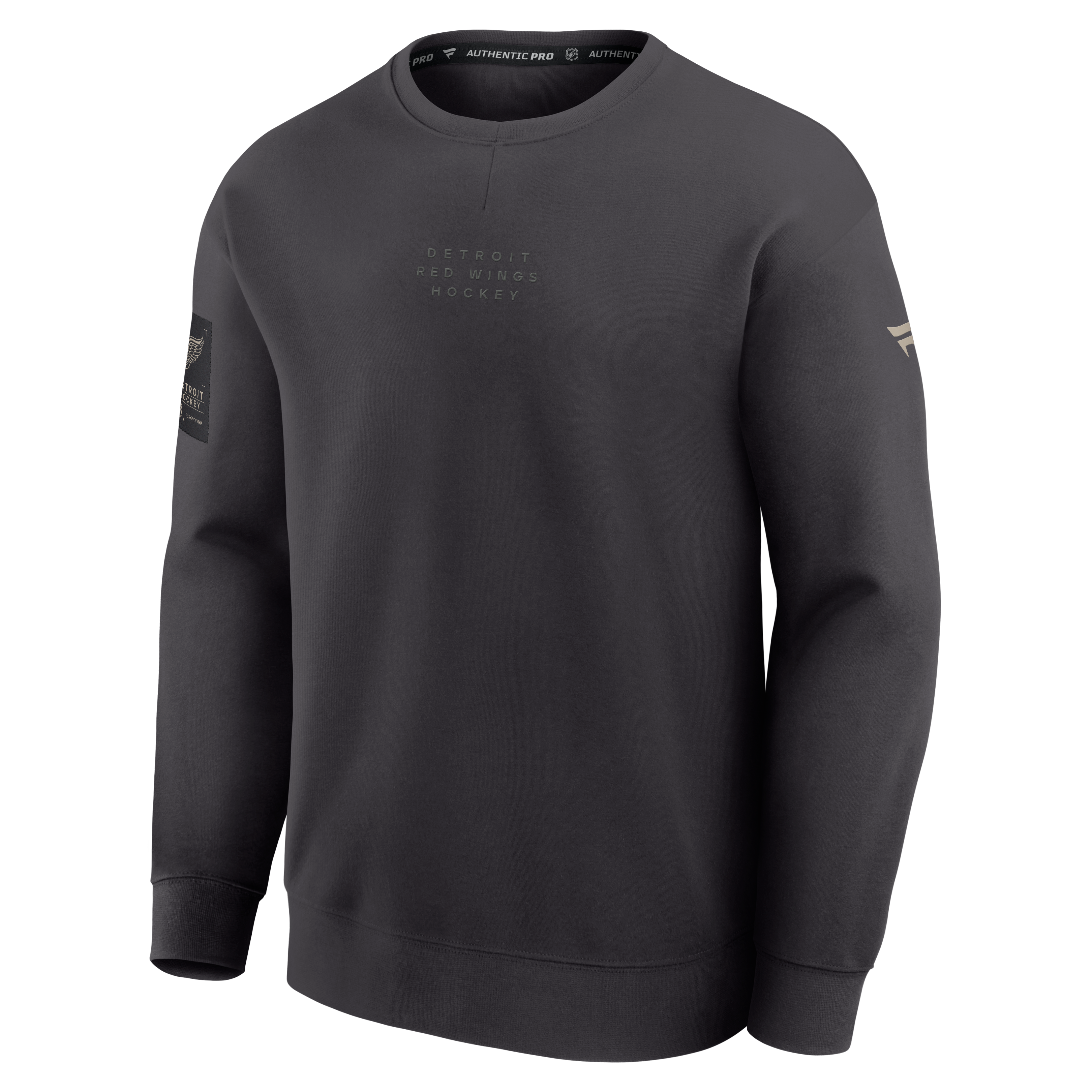 Men's Fanatics Charcoal Detroit Red Wings Authentic Pro Road Tri-Blend Sweatshirt