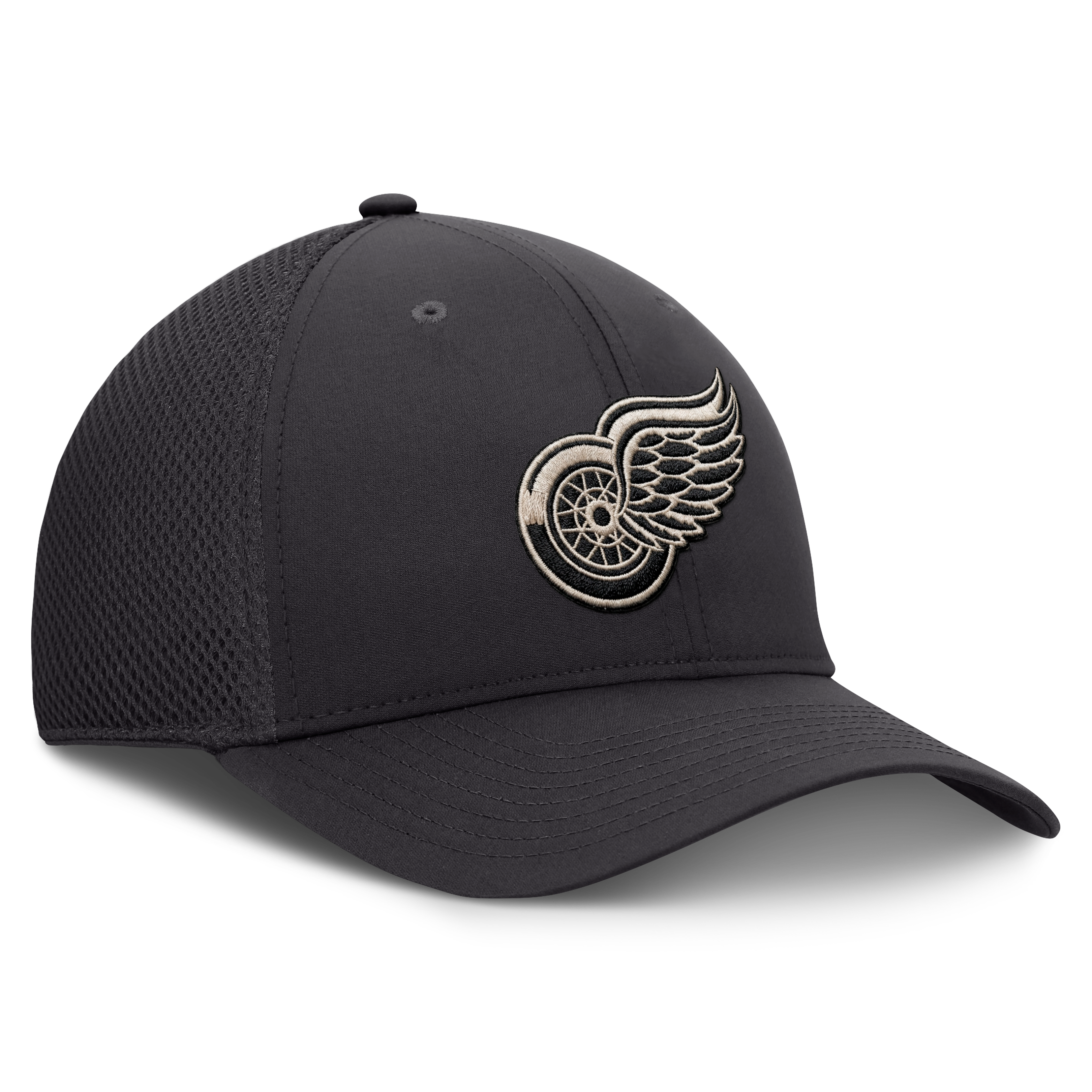 Men's Fanatics Charcoal Detroit Red Wings Road Meshback Stretch Hat