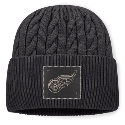 Men's Detroit Red Wings Fanatics Charcoal Road Phantom Oversized Cuffed Knit Hat