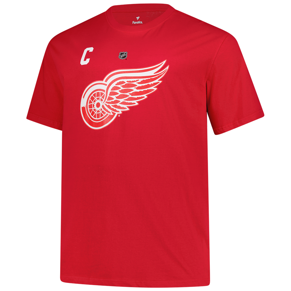 T-shirt rouge fanatique pour homme des Red Wings de Detroit Dylan Larkin avec nom et numéro Big & Tall