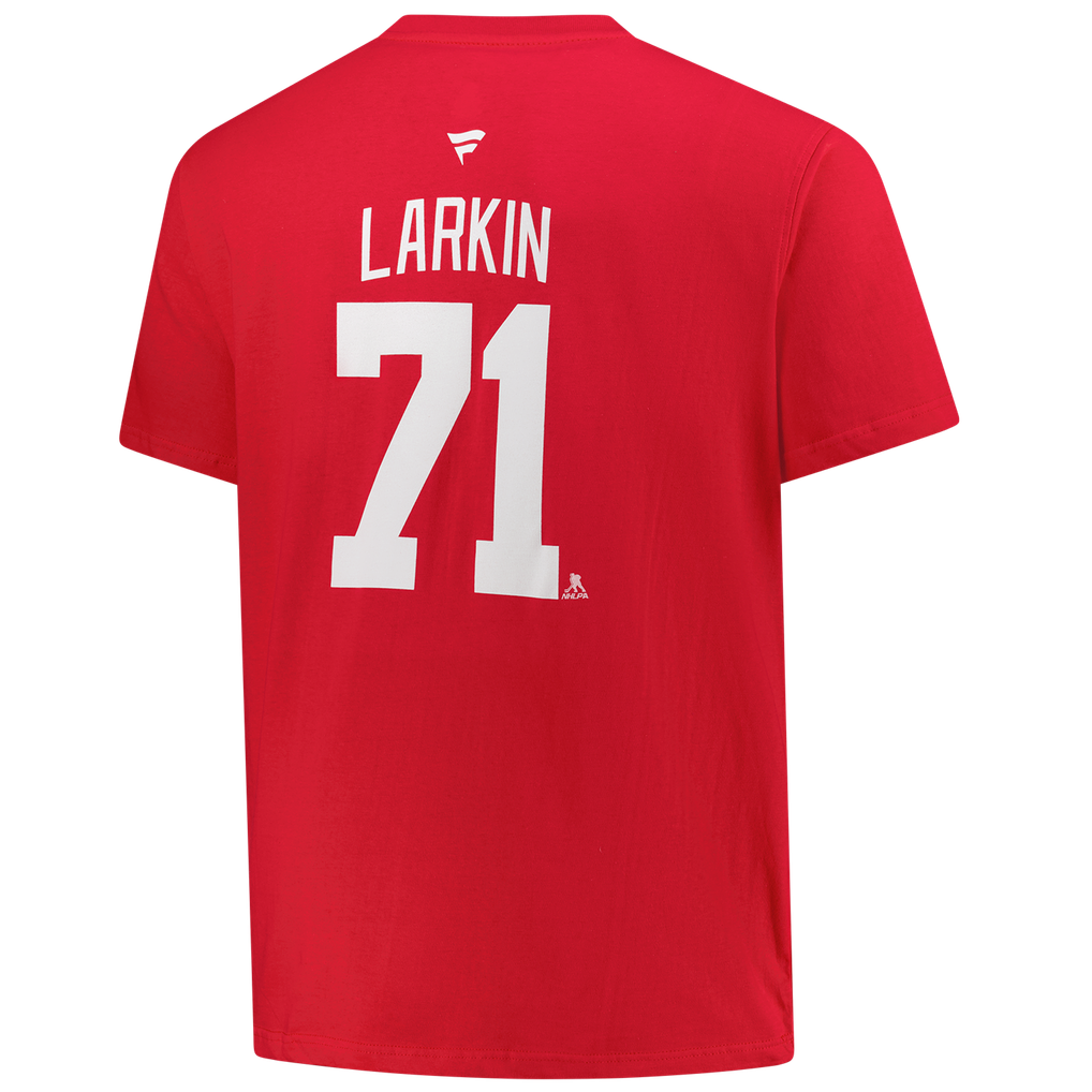 T-shirt rouge fanatique pour homme des Red Wings de Detroit Dylan Larkin avec nom et numéro Big & Tall