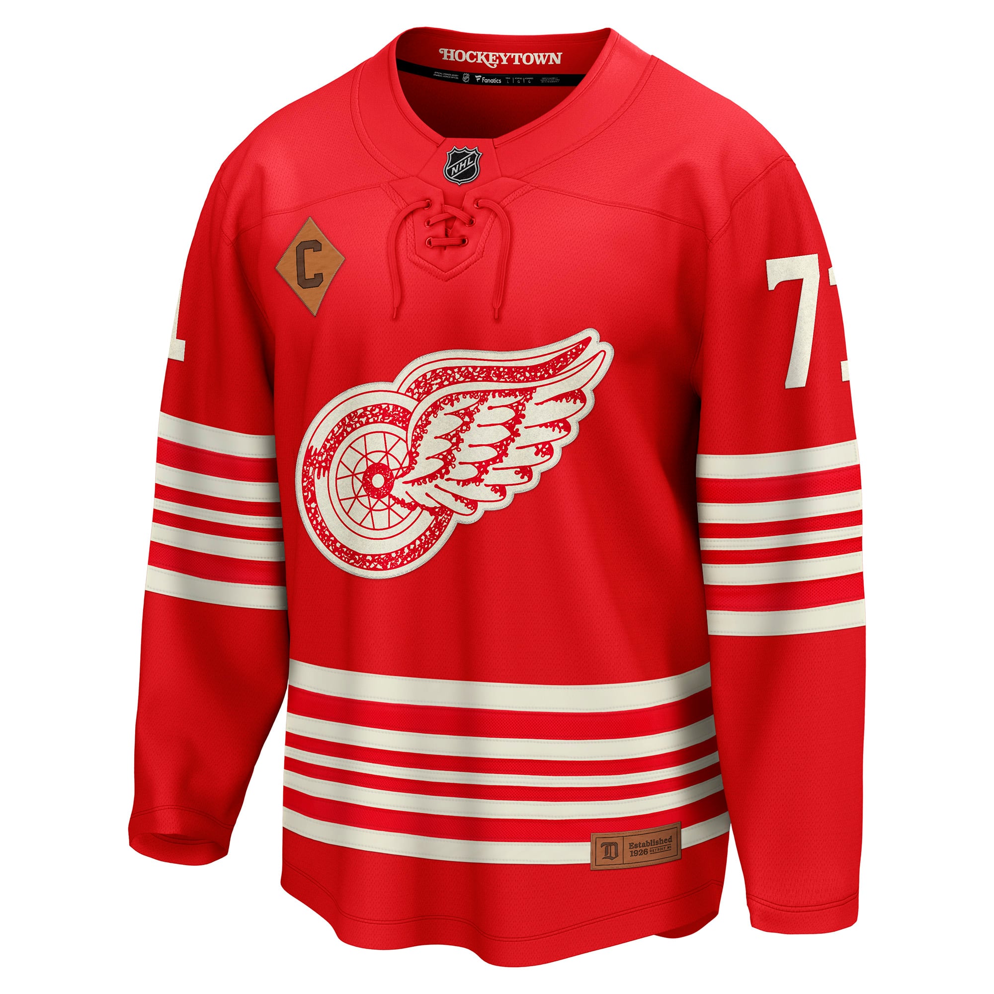 Men's Fanatics Dylan Larkin Red Detroit Wings Centennial Breakaway Player Jersey