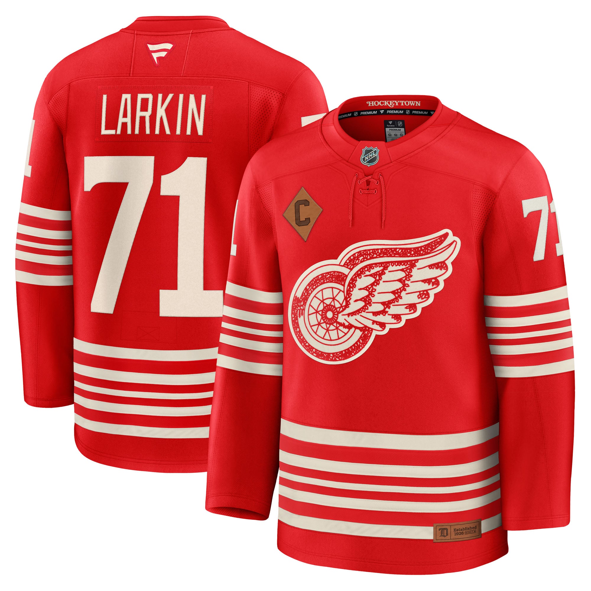 Men's Fanatics Dylan Larkin Red Detroit Wings Centennial Premium Player Jersey
