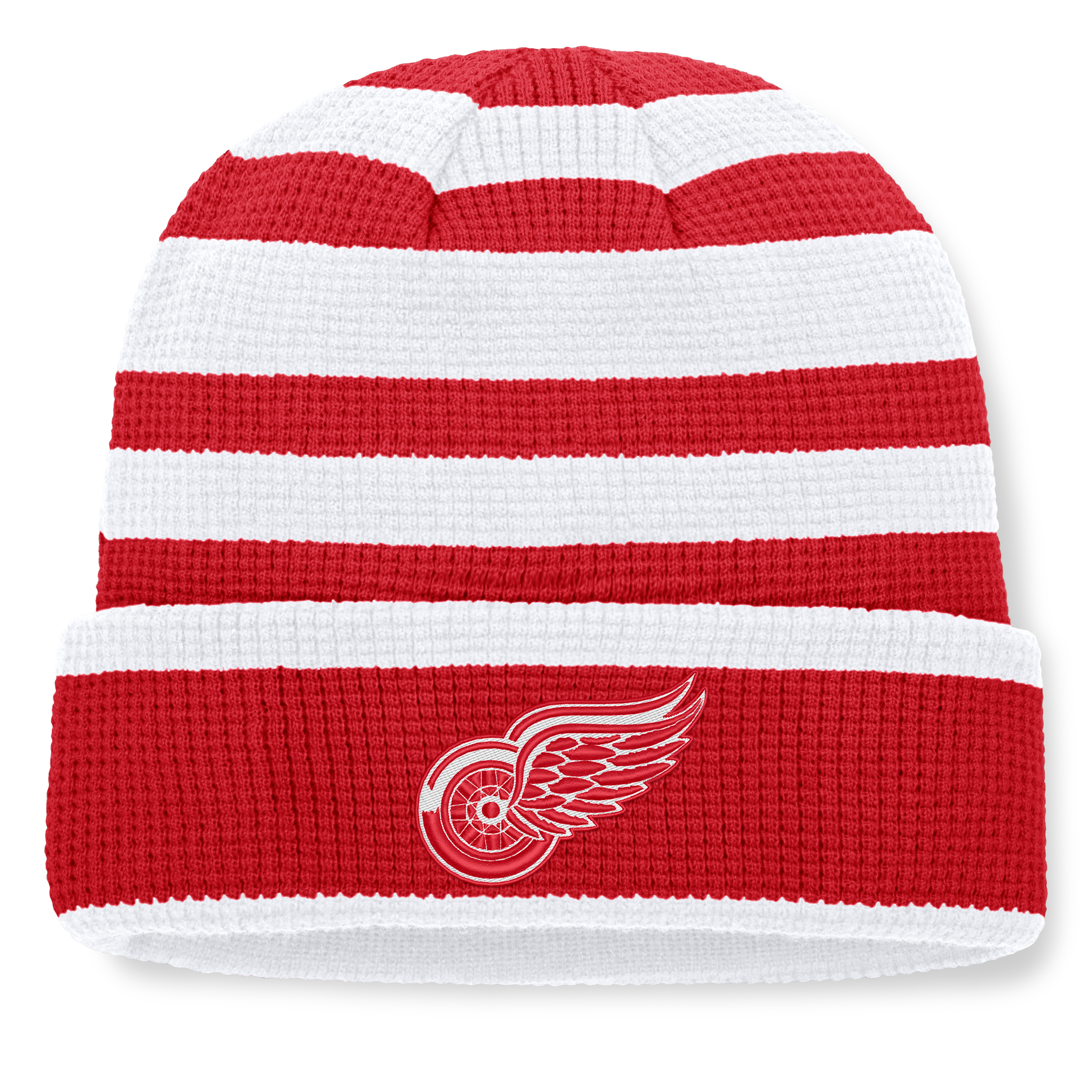 Bonnet tricoté à revers rouge et blanc Detroit Red Wings de Fanatics pour homme