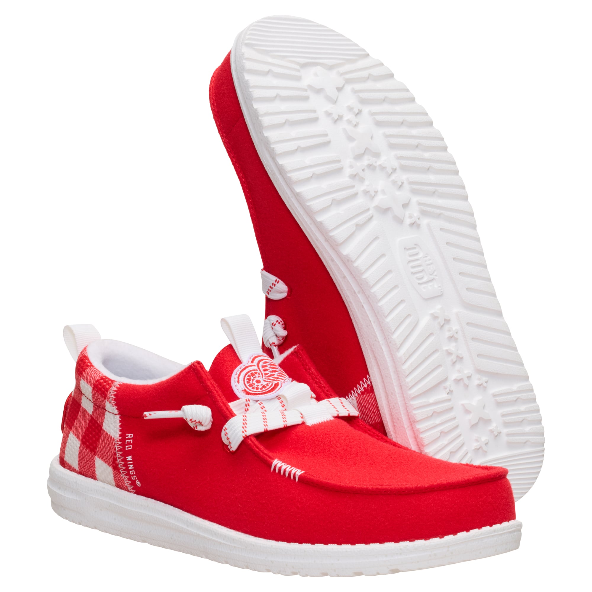 Chaussures décontractées à enfiler pour hommes Hey Dude Red Detroit Wings Wally Funk
