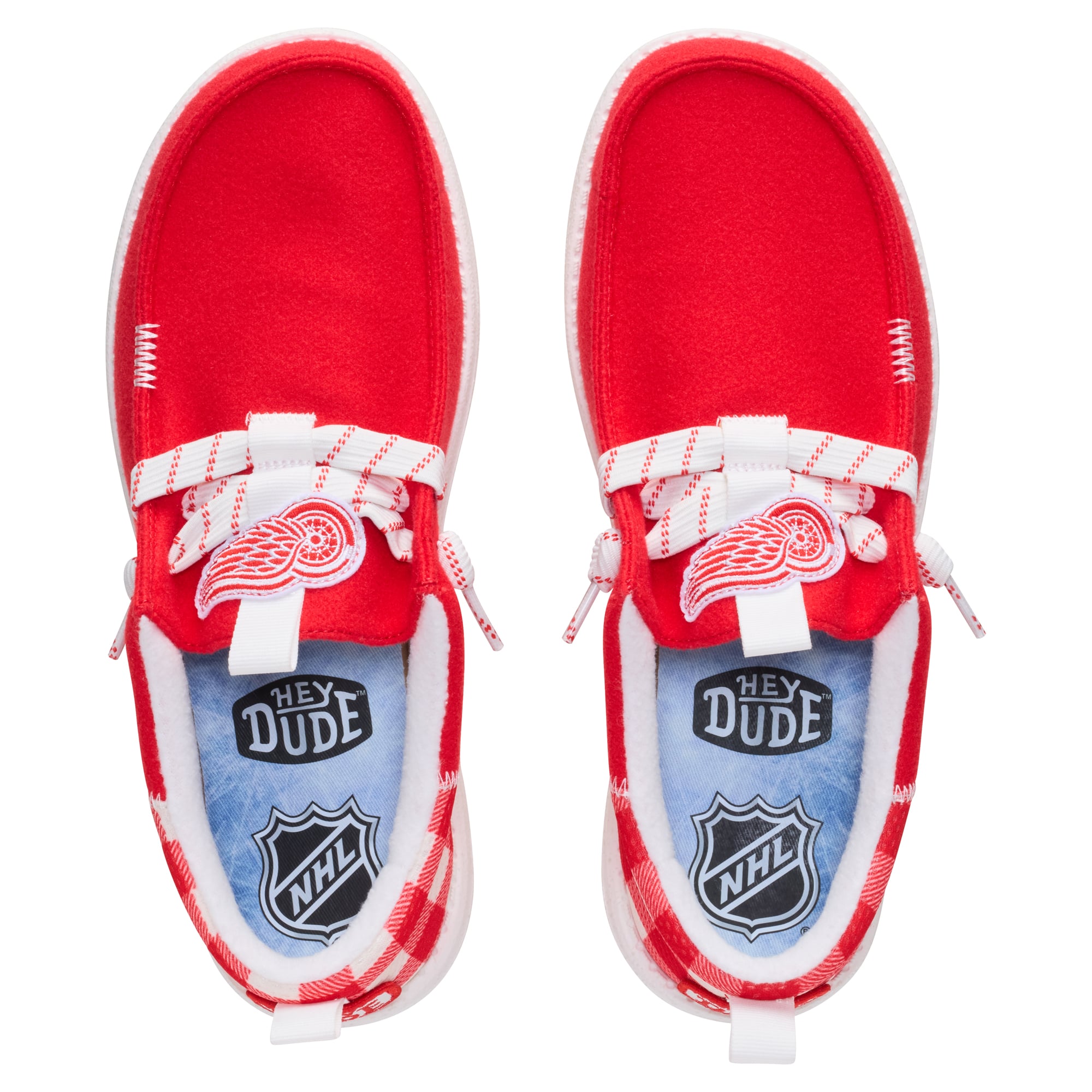 Chaussures décontractées à enfiler pour hommes Hey Dude Red Detroit Wings Wally Funk