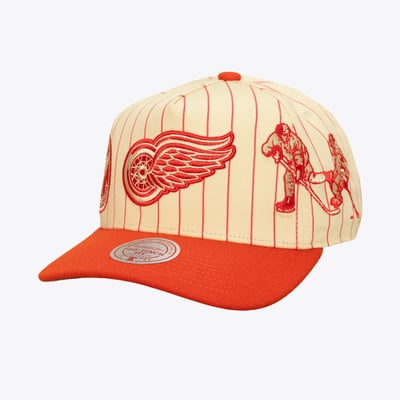  Detroit Red Wings Mitchell & Ness Retro Roots Vintage Stripe Pro Adjustable Hat - Cream