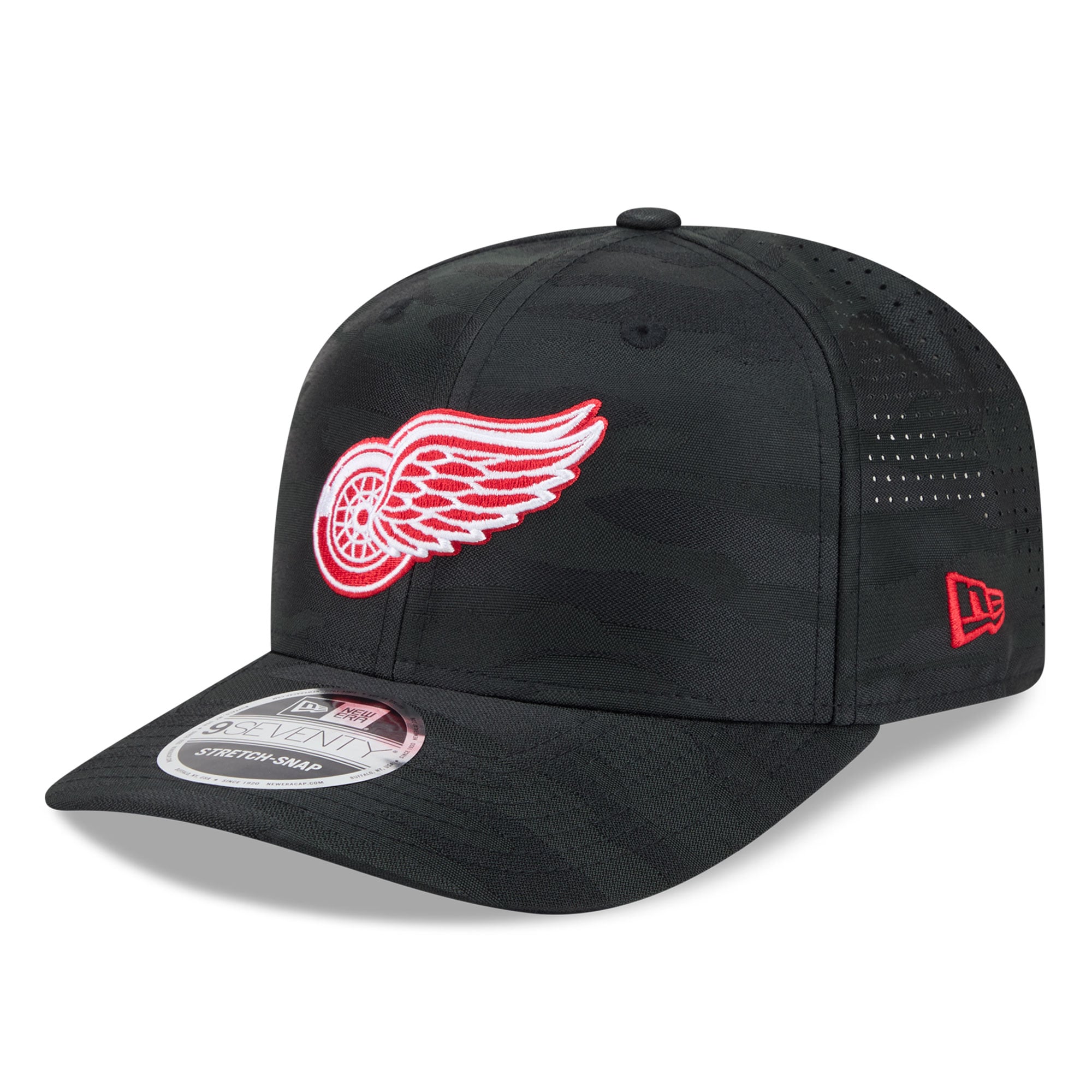 Casquette ajustable perforée New Era Detroit Red Wings Camo noire pour homme 9SEVENTY