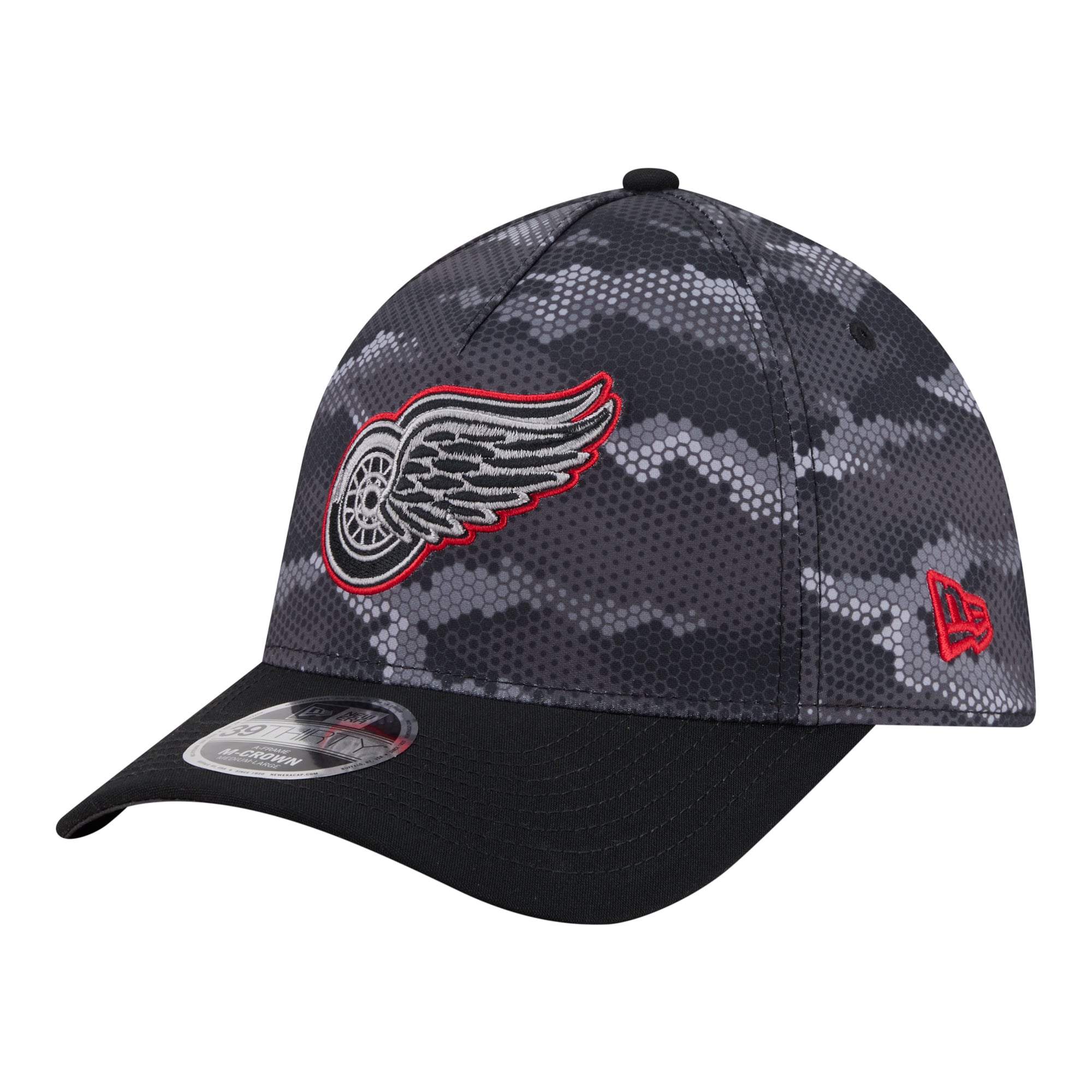 Men's New Era Black Detroit Red Wings Zero Dark 39THIRTY A-Frame M-Crown Flex Hat