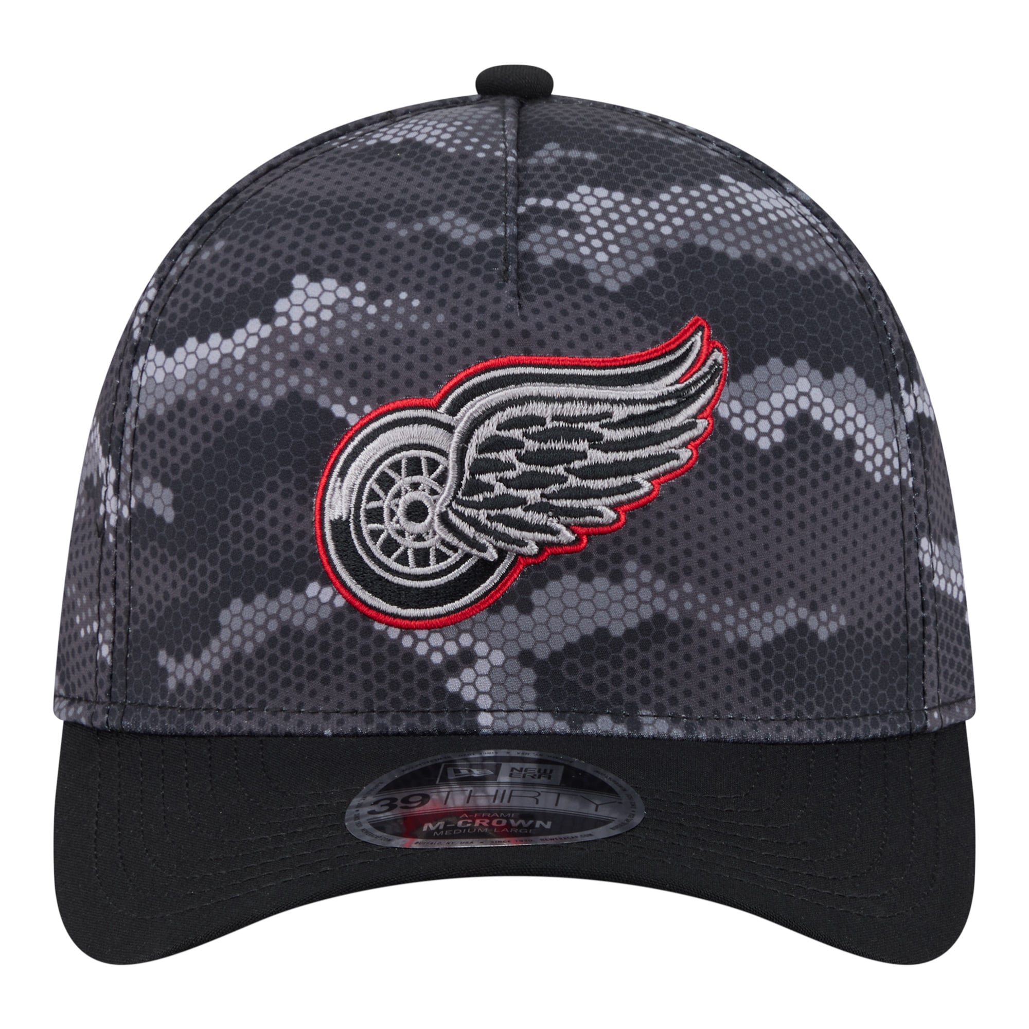 Men's New Era Black Detroit Red Wings Zero Dark 39THIRTY A-Frame M-Crown Flex Hat