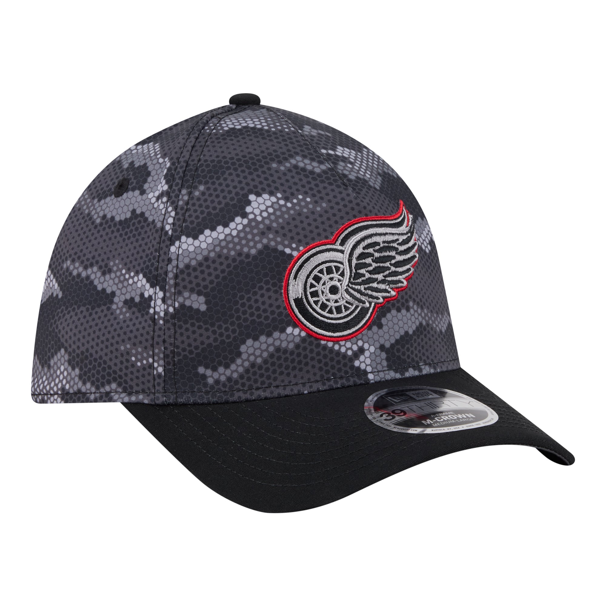 Men's New Era Black Detroit Red Wings Zero Dark 39THIRTY A-Frame M-Crown Flex Hat