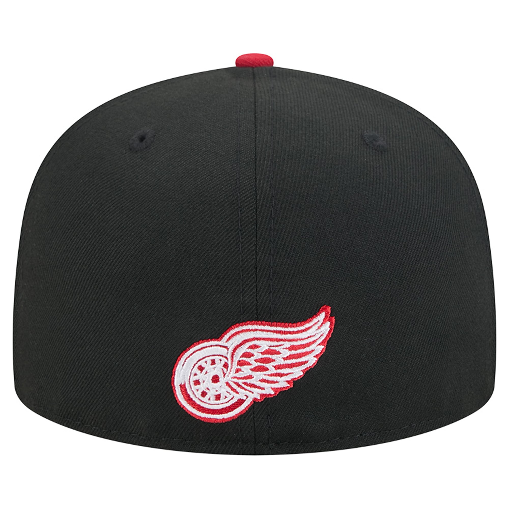 Casquette ajustée New Era 59FIFTY pour homme, noire et rouge, logo des Red Wings de Détroit avec surpiqûres.