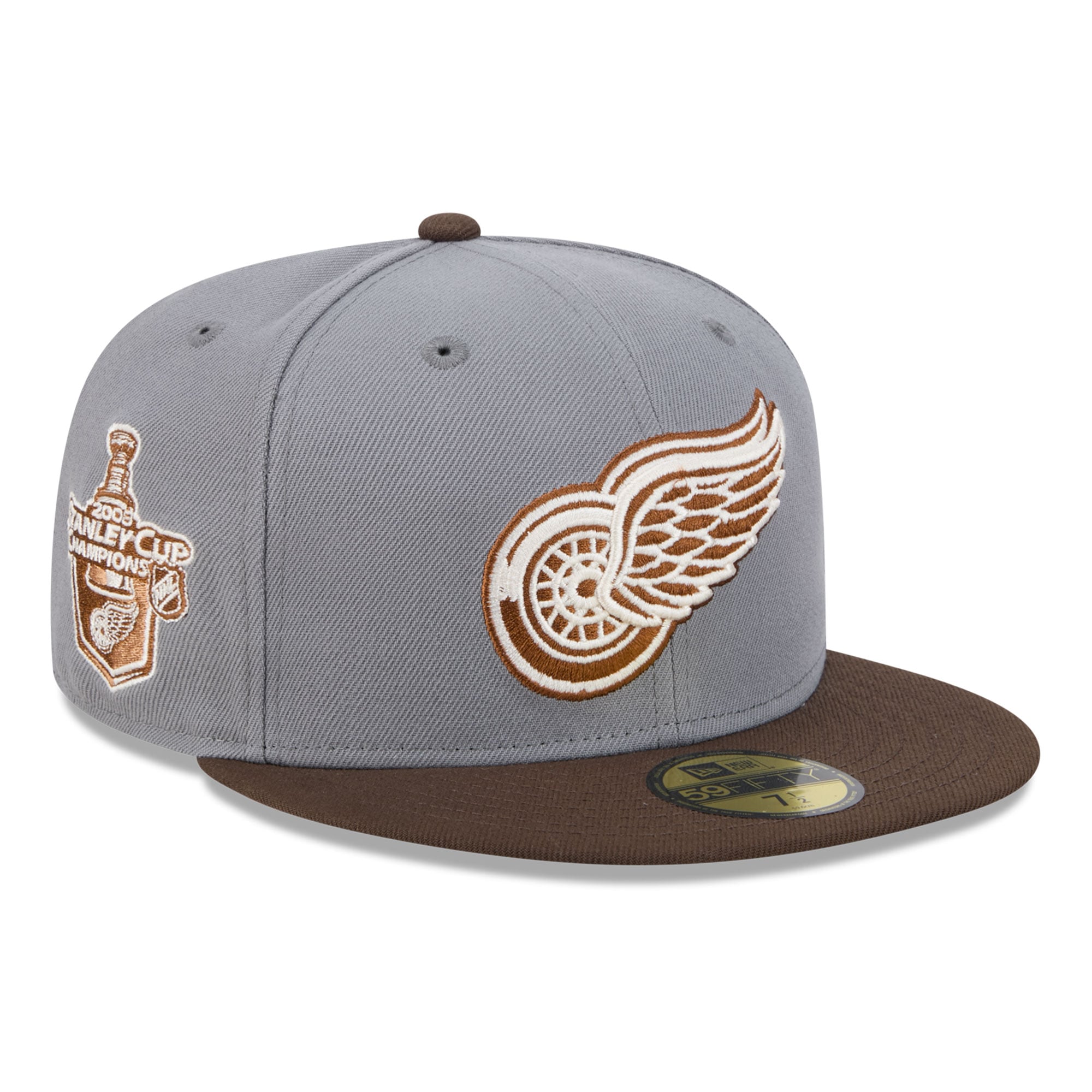 Men's New Era Charcoal/Brown Detroit Red Wings Wood Tones 59FIFTY Fitted Hat