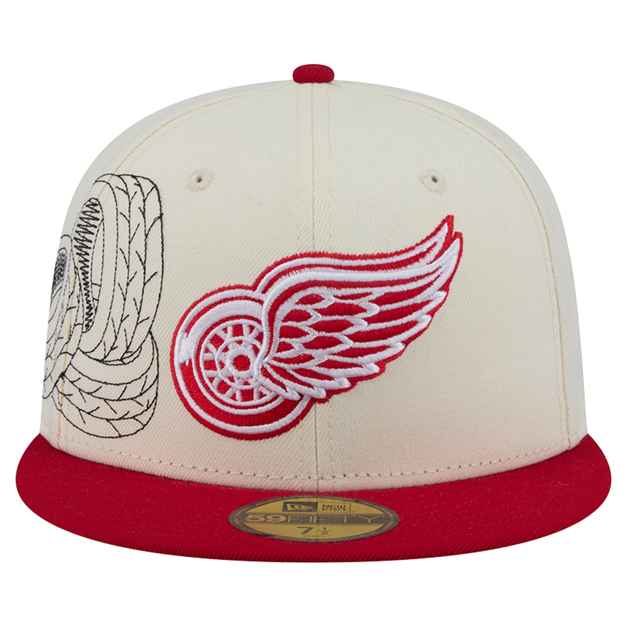 Casquette ajustée New Era 59FIFTY crème/rouge Detroit Red Wings pour homme