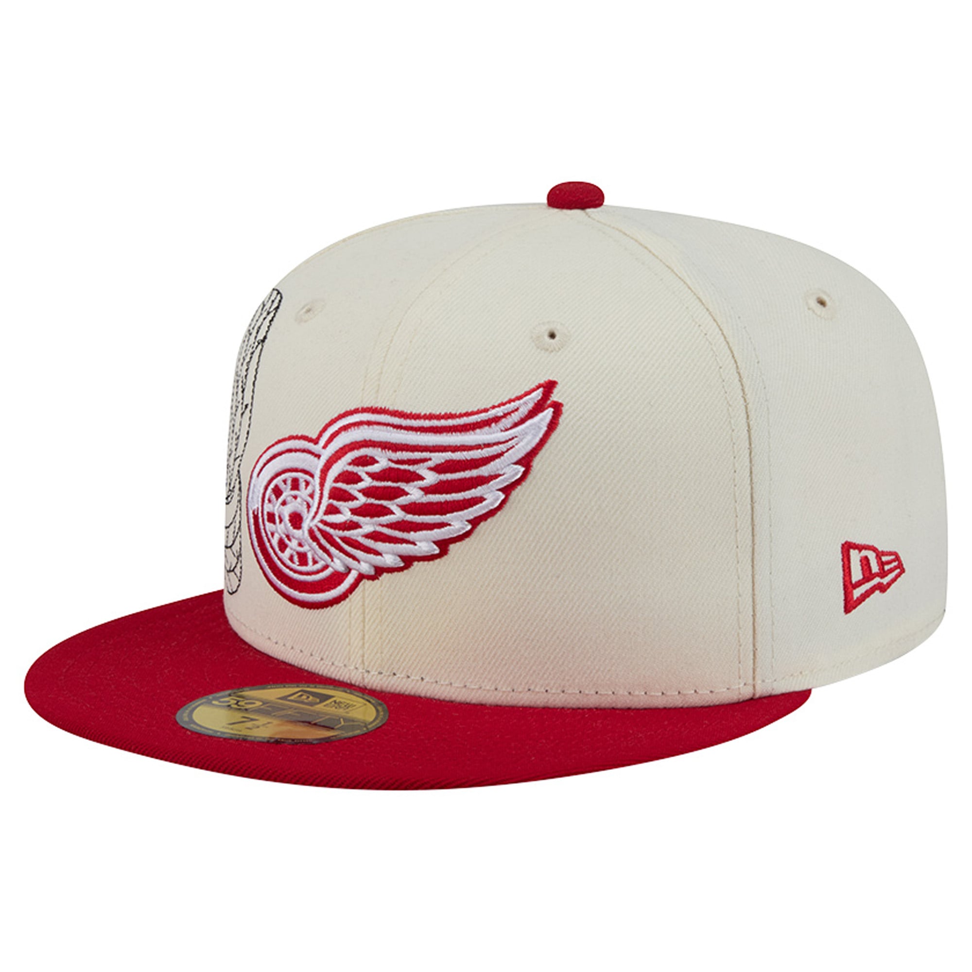 Casquette ajustée New Era 59FIFTY crème/rouge Detroit Red Wings pour homme