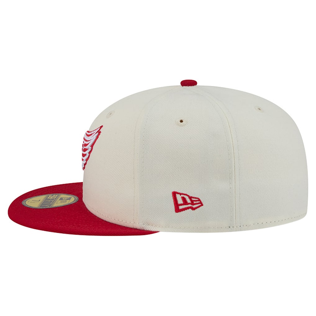 Detroit Red Wings New Era Localized Stitched 59FIFTY Fitted Hat - Cream/Red