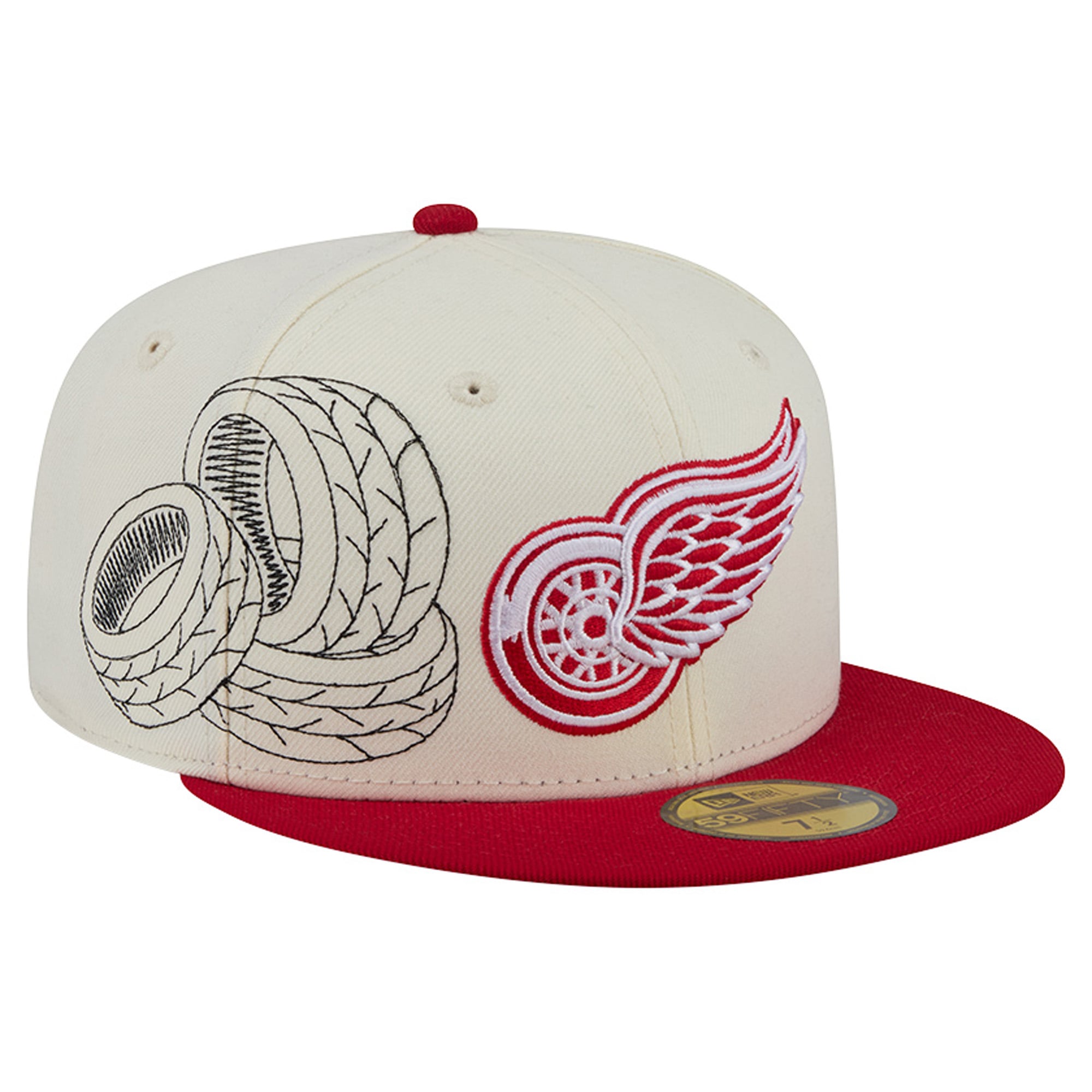 Casquette ajustée New Era 59FIFTY crème/rouge Detroit Red Wings pour homme