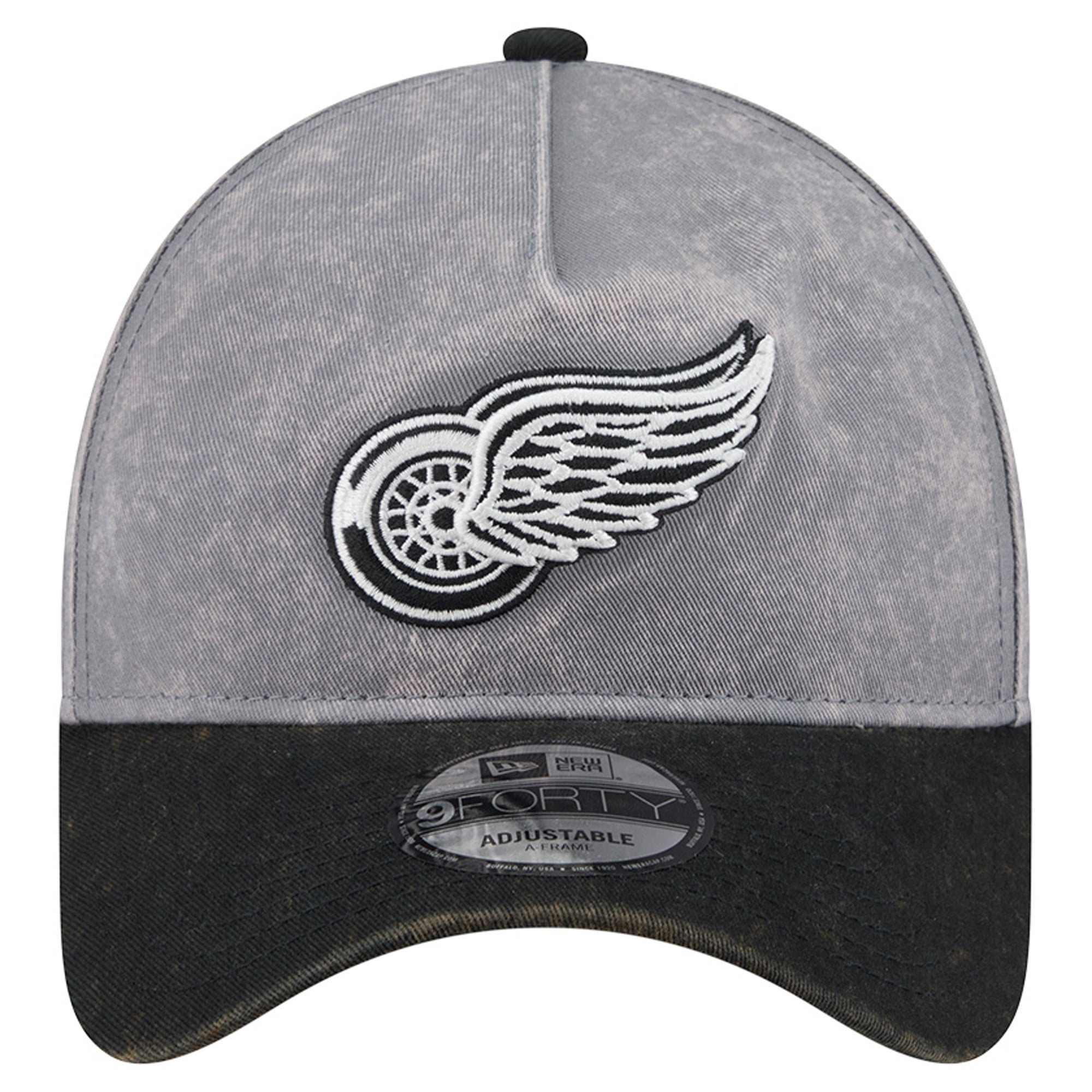 Men's New Era Gray/Black Detroit Red Wings Storm A-Frame 9FORTY Adjustable Hat