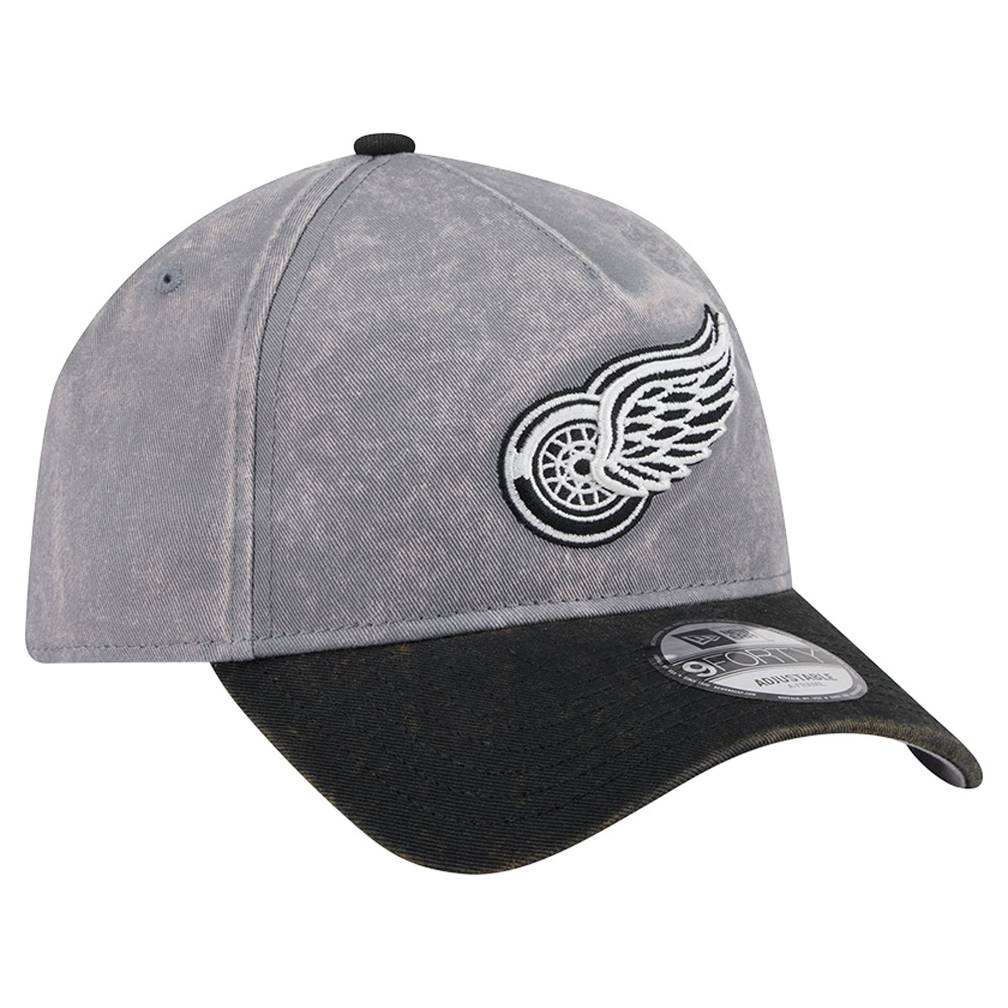 Men's New Era Gray/Black Detroit Red Wings Storm A-Frame 9FORTY Adjustable Hat