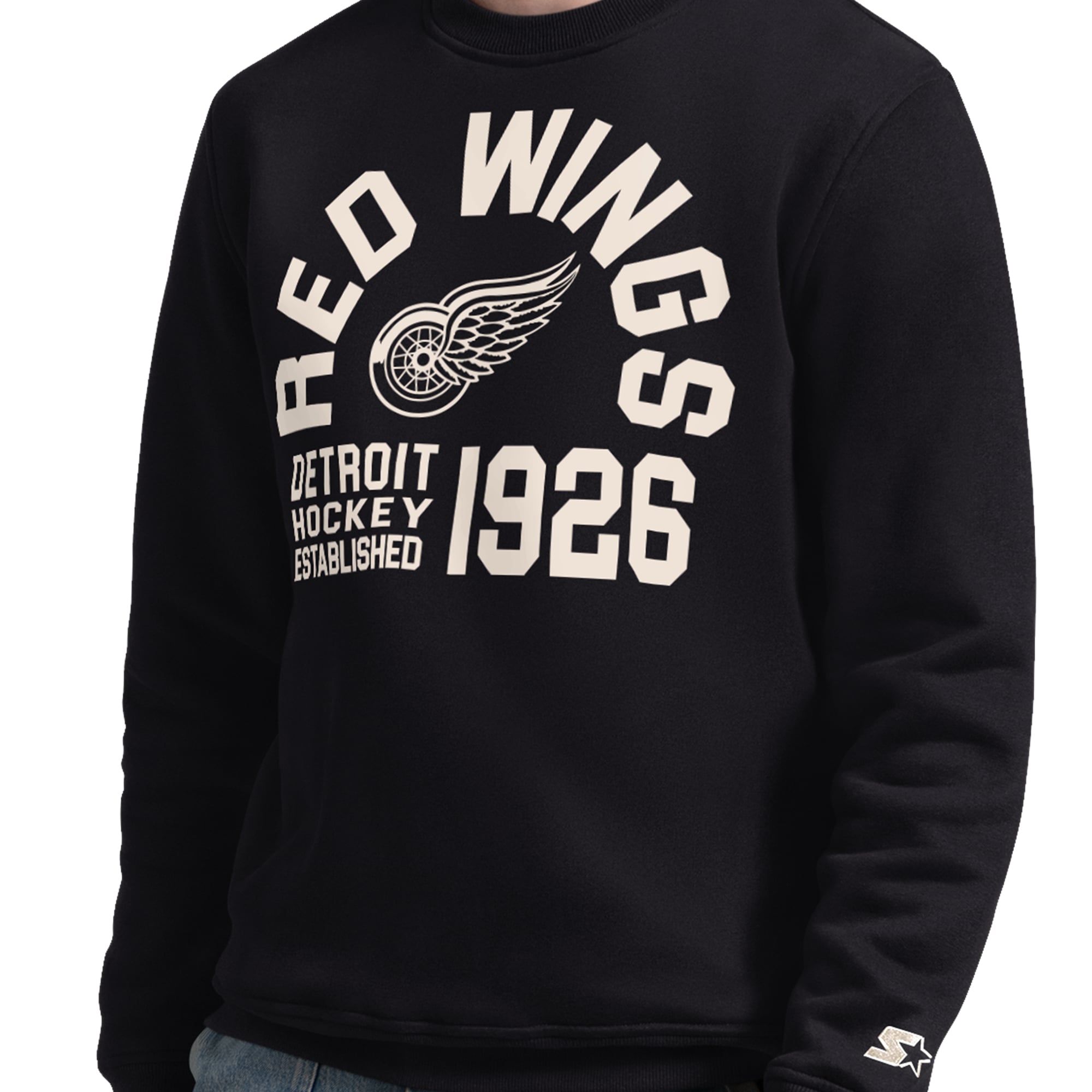 Sweat-shirt d'après-match Starter noir pour homme des Red Wings de Détroit