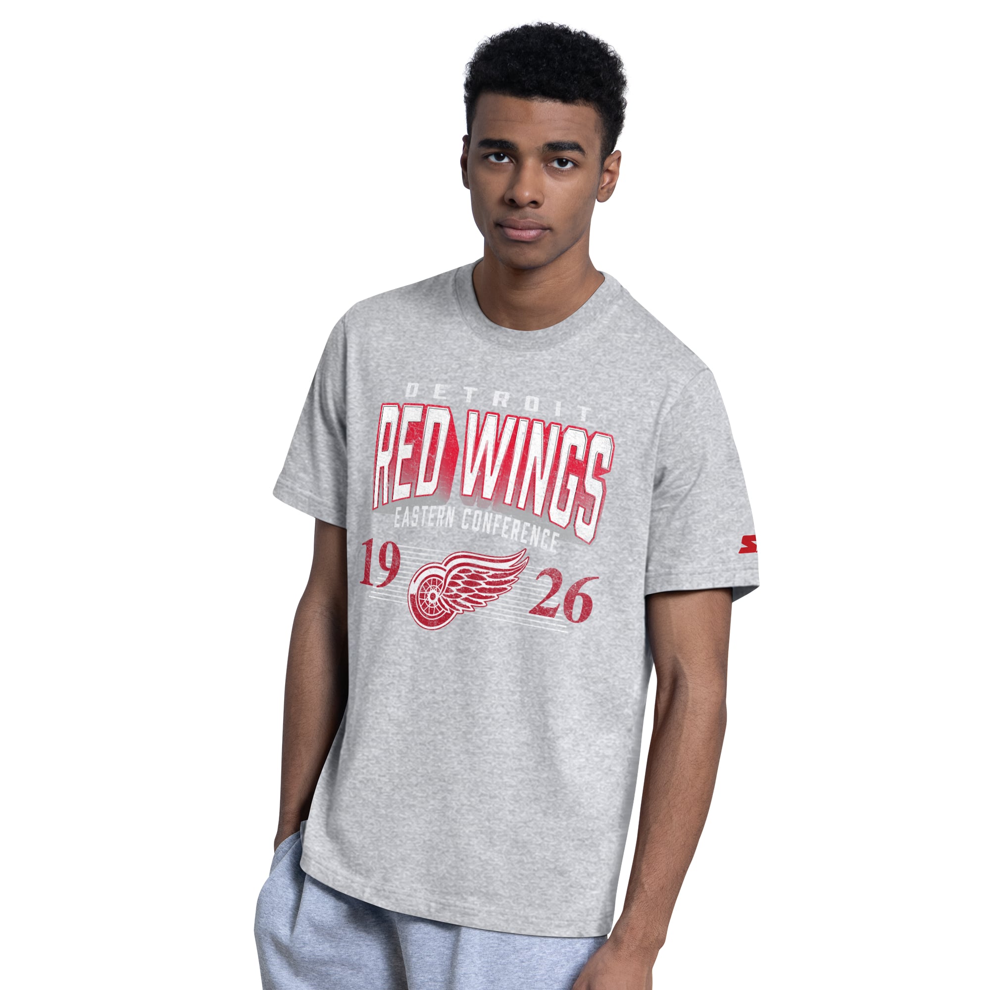 Ensemble de deux t-shirts Starter pour hommes, rouge/gris chiné, Detroit Red Wings