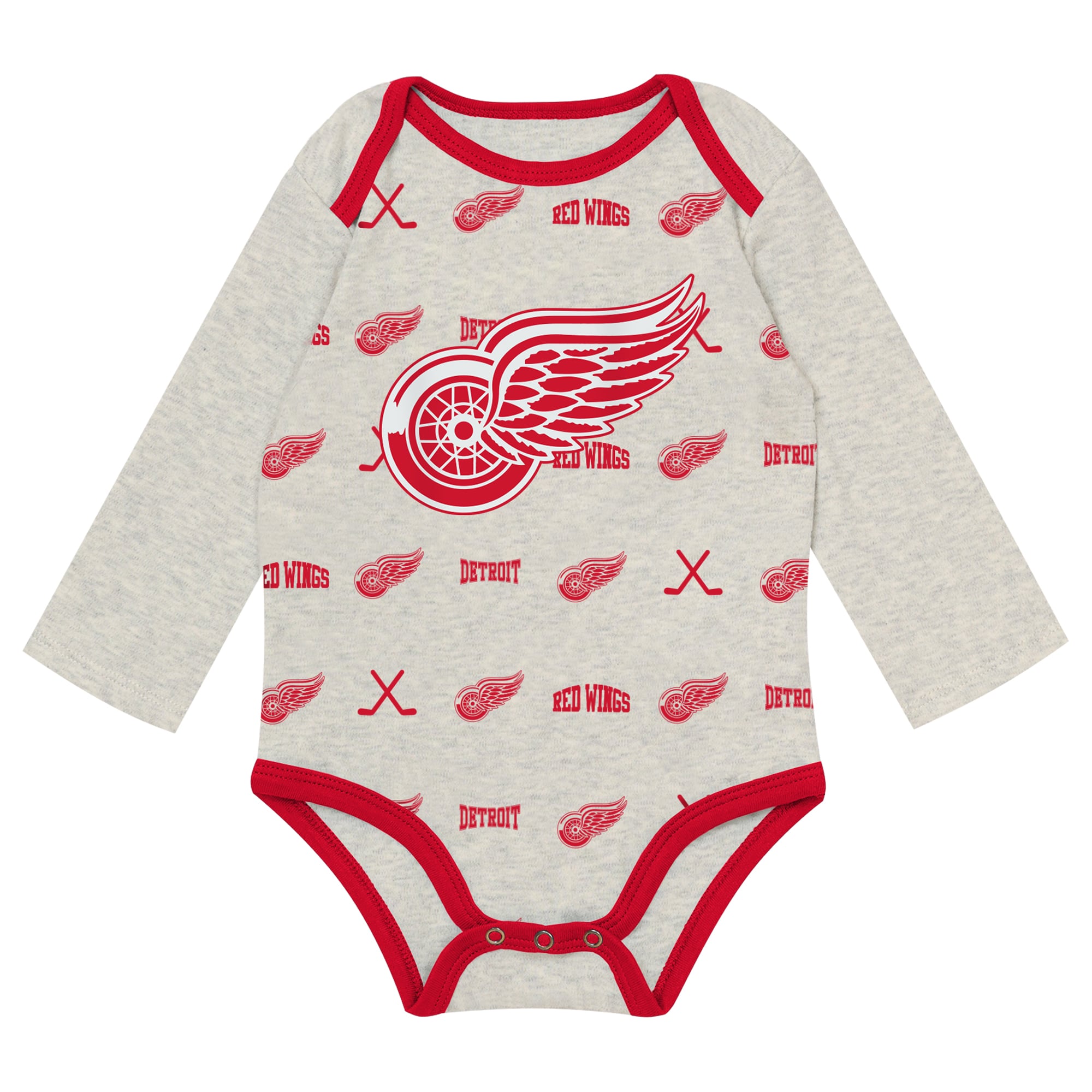 Newborn Outerstuff  Heathered Bone Detroit Red Wings Huddles and Giggles Three-Piece Set