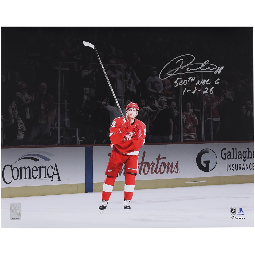 Patrick Kane Detroit Red Wings Autographed Fanatics Authentic 16" x 20" 500th NHL Goal Celebration Photograph with "500th NHL G 1-8-26" Inscription