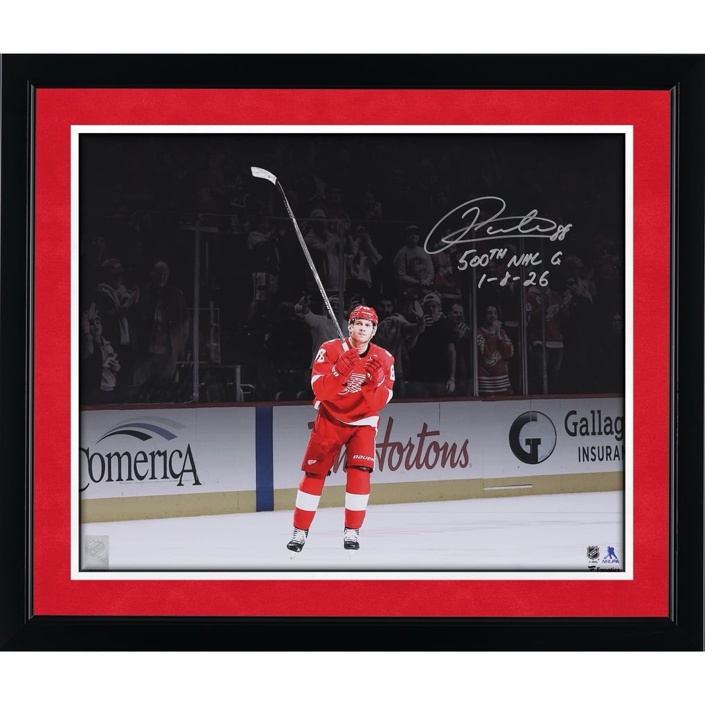Patrick Kane Detroit Red Wings Autographed Fanatics Authentic 16" x 20" 500th NHL Goal Celebration Photograph with "500th NHL G 1-8-26" Inscription