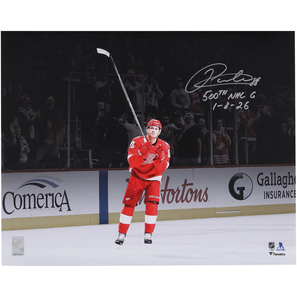Patrick Kane Detroit Red Wings Autographed Fanatics Authentic 16" x 20" 500th NHL Goal Celebration Photograph with "500th NHL G 1-8-26" Inscription