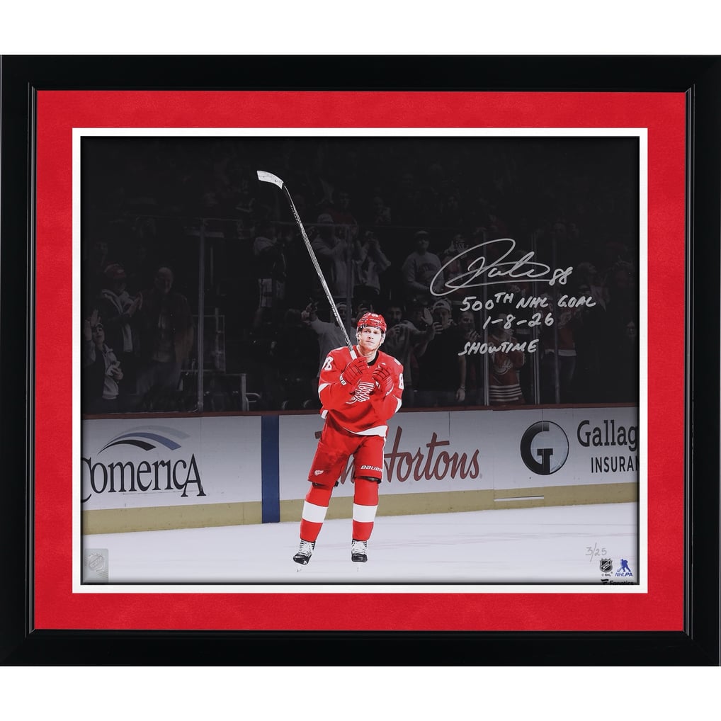 Patrick Kane Detroit Red Wings Autographed Fanatics Authentic 16" x 20" 500th NHL Goal Celebration Photograph with Multiple Inscriptions - Limited Edition of 25