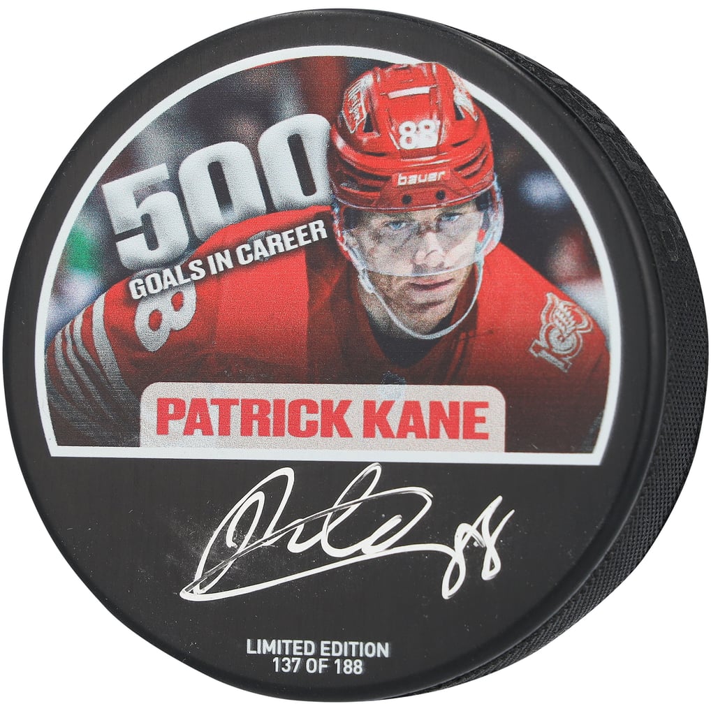 Patrick Kane Detroit Red Wings Autographed Fanatics Authentic 500th NHL Goal Hockey Puck - Limited Edition of 188