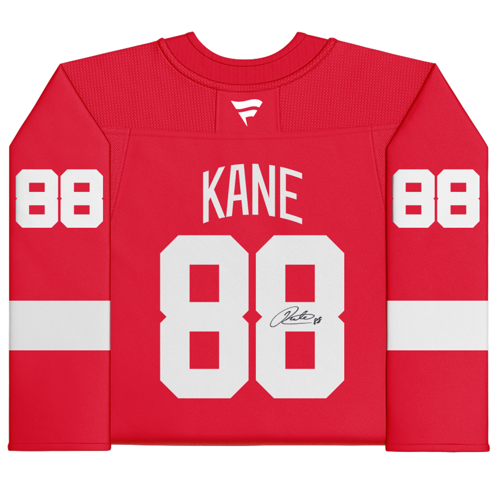 Maillot Fanatics Premium rouge authentique et autographié de Patrick Kane, des Red Wings de Détroit