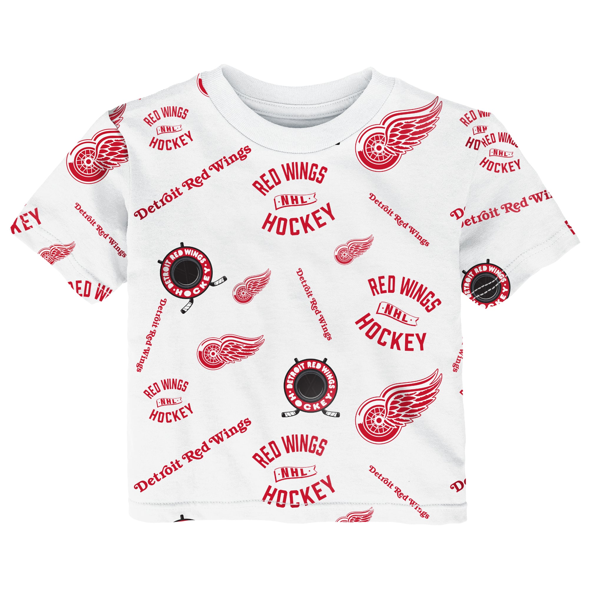 T-shirt blanc Outerstuff pour tout-petit, imprimé intégral Detroit Red Wings.