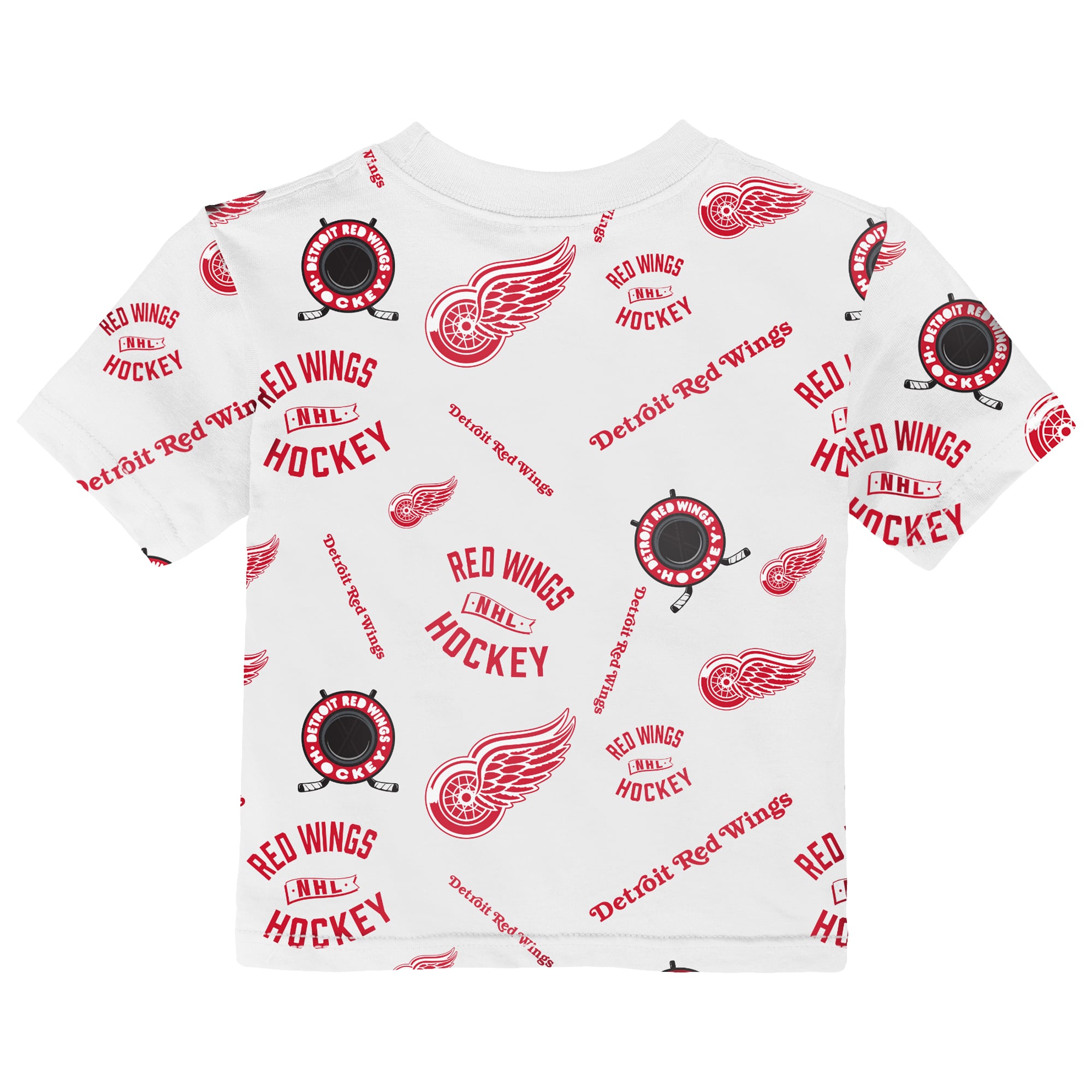 T-shirt blanc Outerstuff pour tout-petit, imprimé intégral Detroit Red Wings.