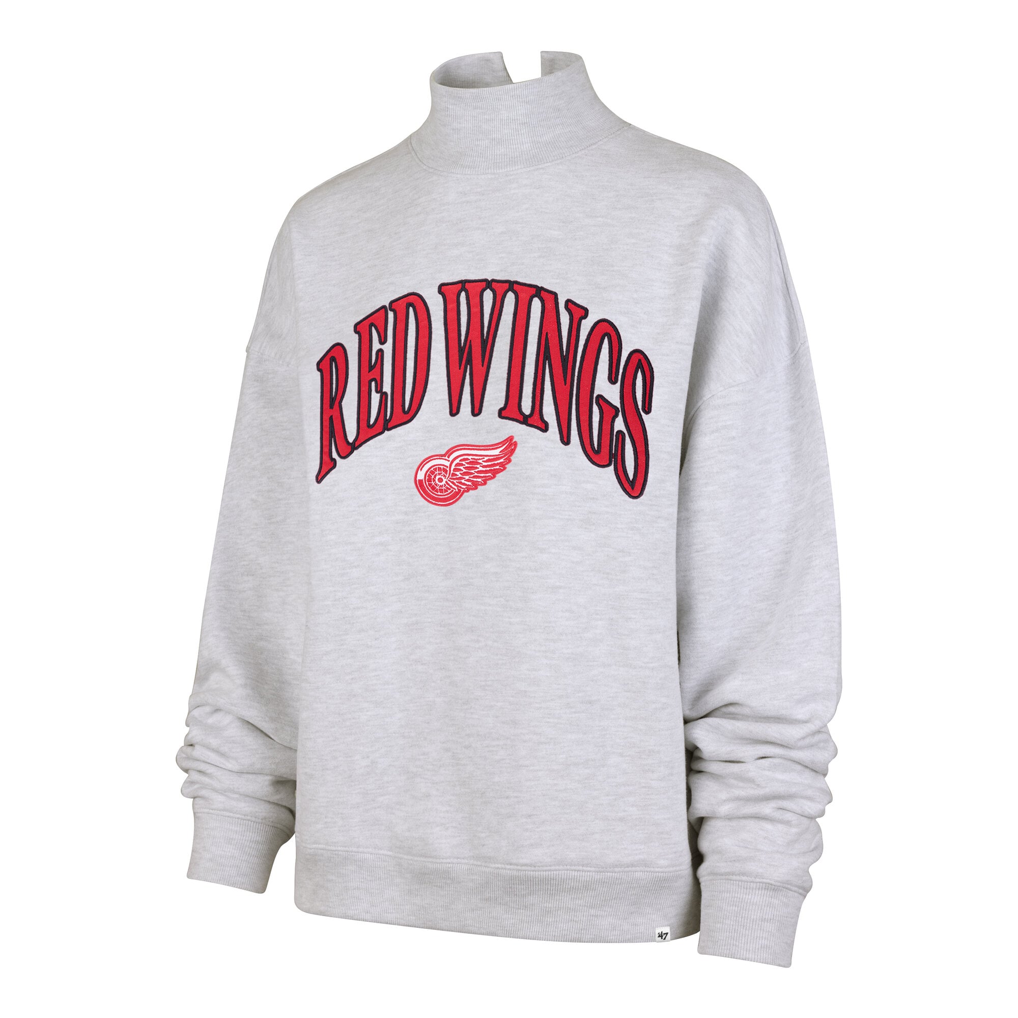Women's '47 Gray Detroit Red Wings Vantage Mock Neck Fleece Sweatshirt