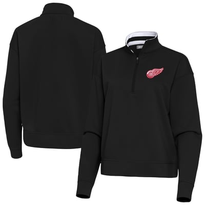 Detroit Red Wings Antigua Women's Goddess Half-Zip Pullover - Black