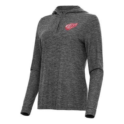  Detroit Red Wings Antigua Women's Daybreak Quarter-Zip Hoodie - Heather Black