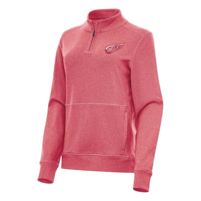 Detroit Red Wings Antigua Women's Crush Quarter-Zip Fleece Sweatshirt - Heather Red