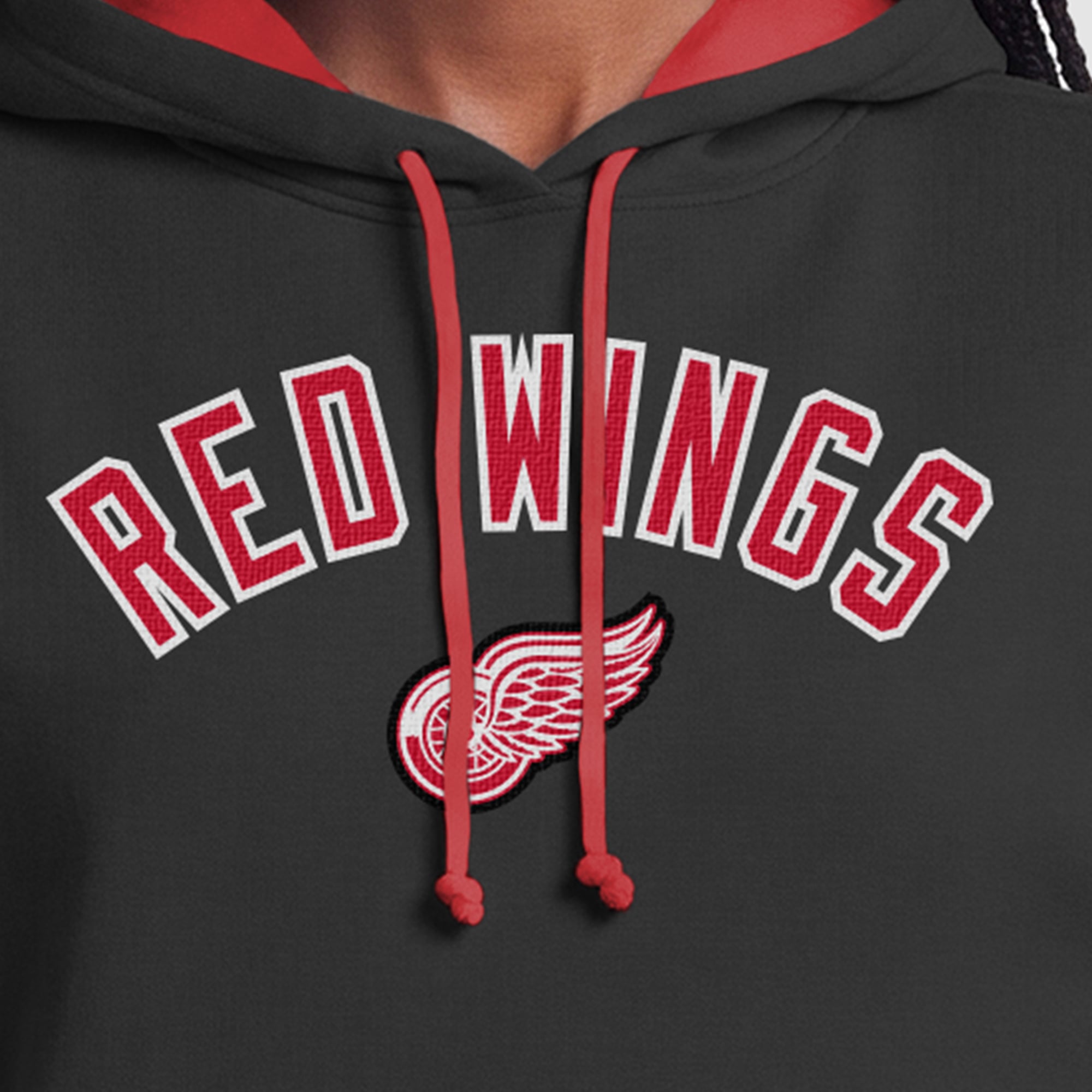 Sweat à capuche noir Champion Detroit Red Wings pour femmes