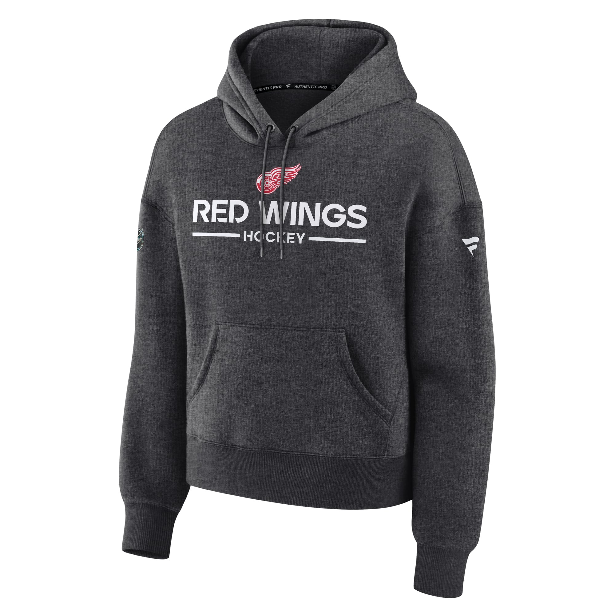 Sweat à capuche authentique Pro Primary pour femme, couleur anthracite, des Red Wings de Détroit Fanatics.