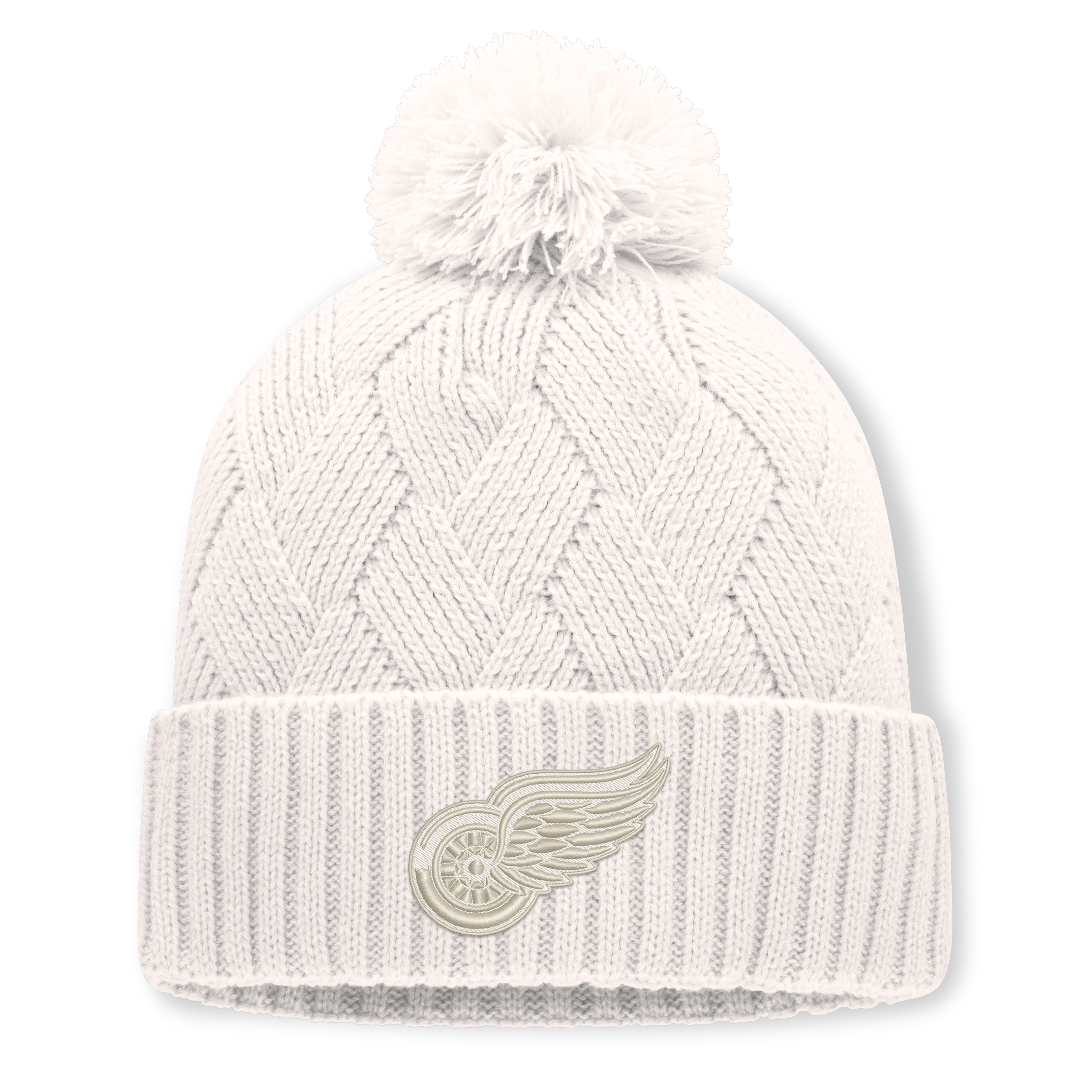 Bonnet à revers crème Detroit Red Wings Level Up pour femme, avec pompon