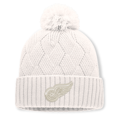 Detroit Red Wings Fanatics Women's Level Up Cuffed Knit Hat with Pom - Cream