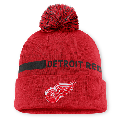 Women's Detroit Red Wings Fanatics Red Authentic Pro Rink Cuffed Knit Hat with Pom