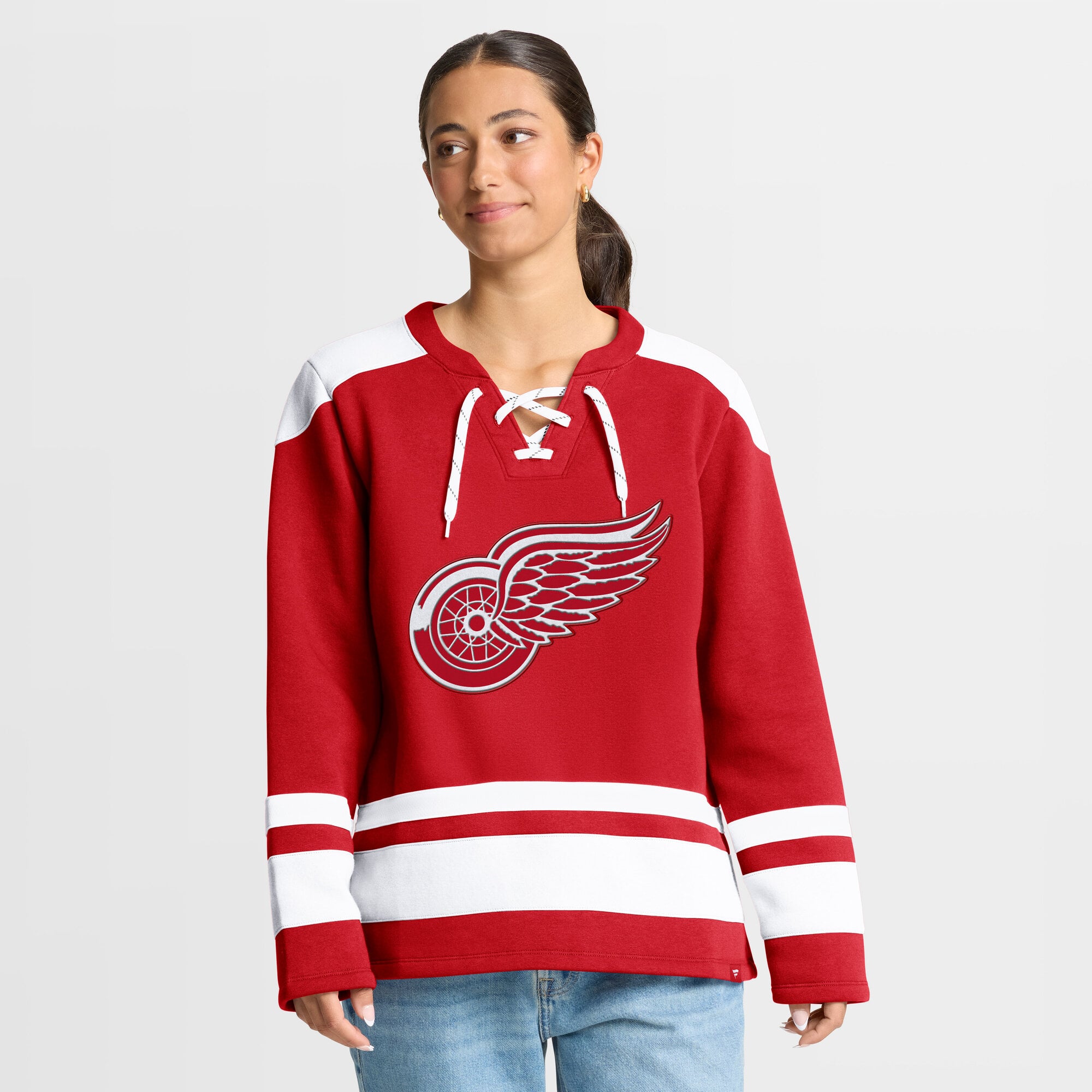Sweat-shirt à lacets manches longues Icing Red Detroit Wings pour femmes Fanatics