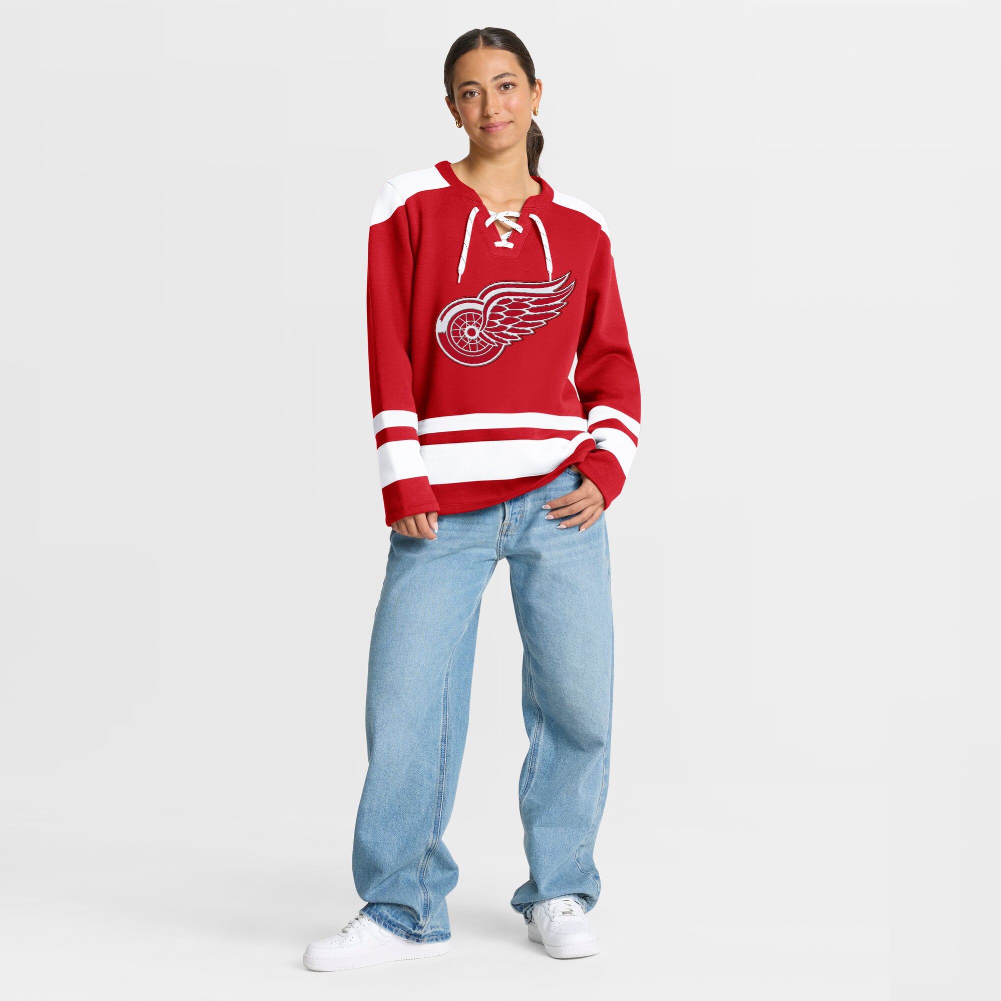 Sweat-shirt à lacets manches longues Icing Red Detroit Wings pour femmes Fanatics